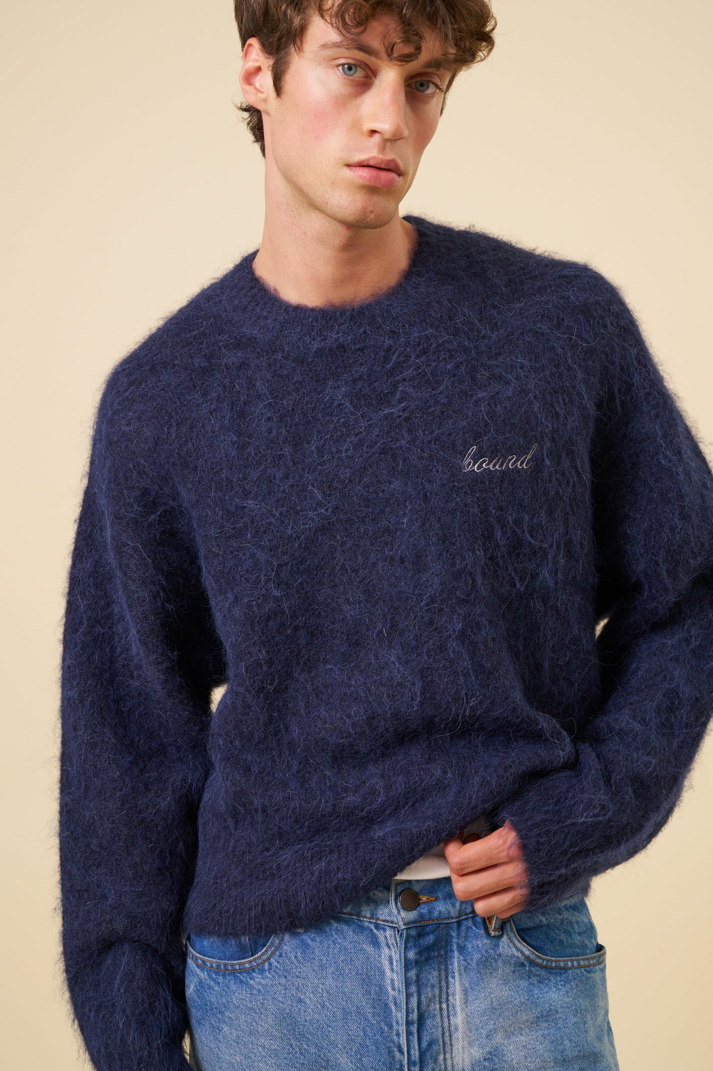 DEXTER CROPPED ALPACA KNIT - NAVY