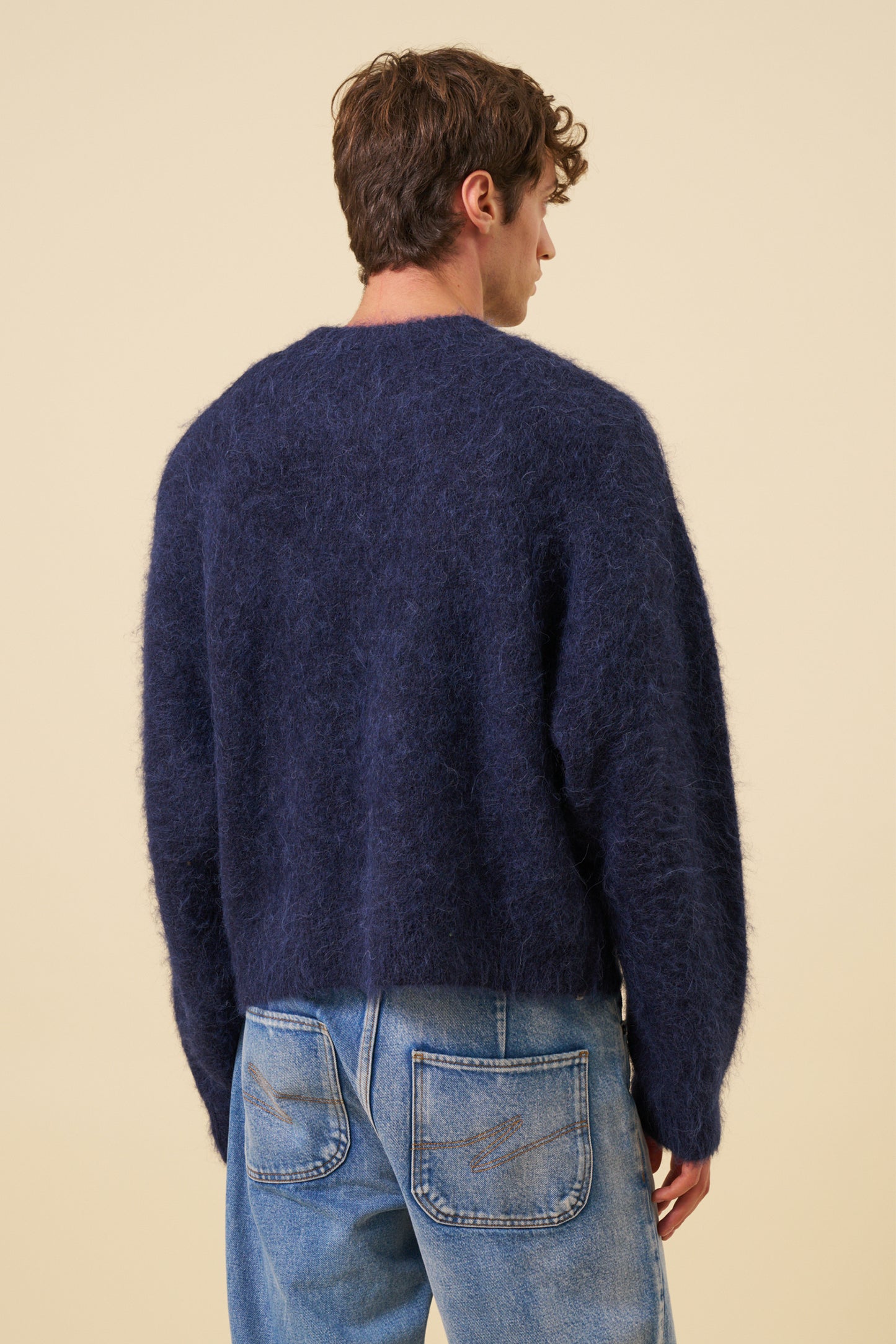 DEXTER CROPPED ALPACA KNIT - NAVY