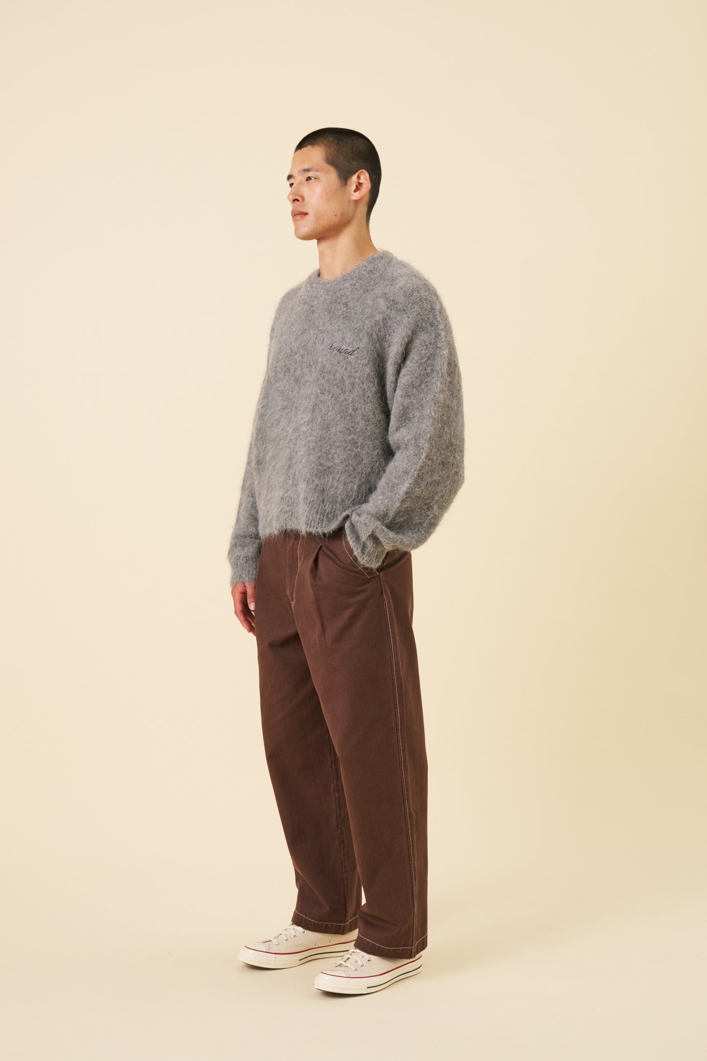 DEXTER CROPPED ALPACA KNIT - GREY