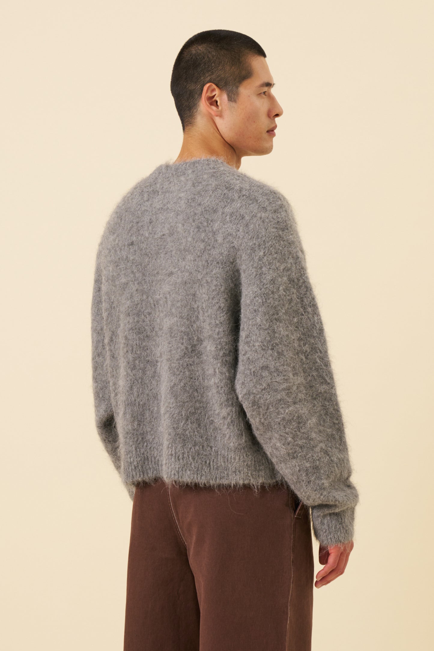 DEXTER CROPPED ALPACA KNIT - GREY