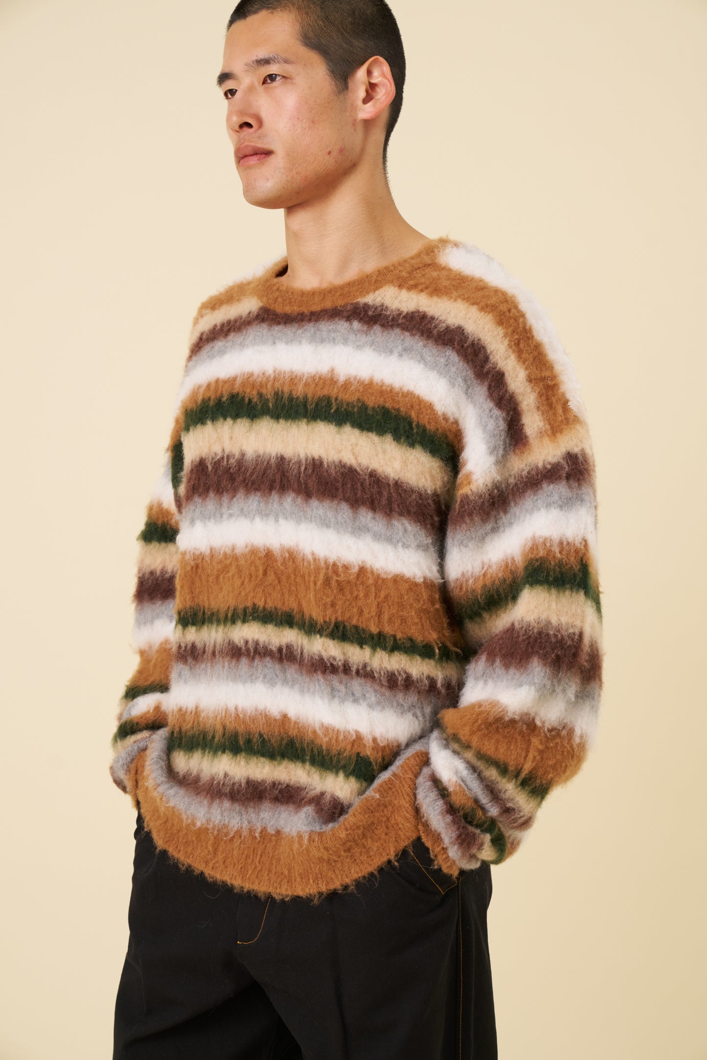 ALPACA BRUSHED STRIPE SWEAT