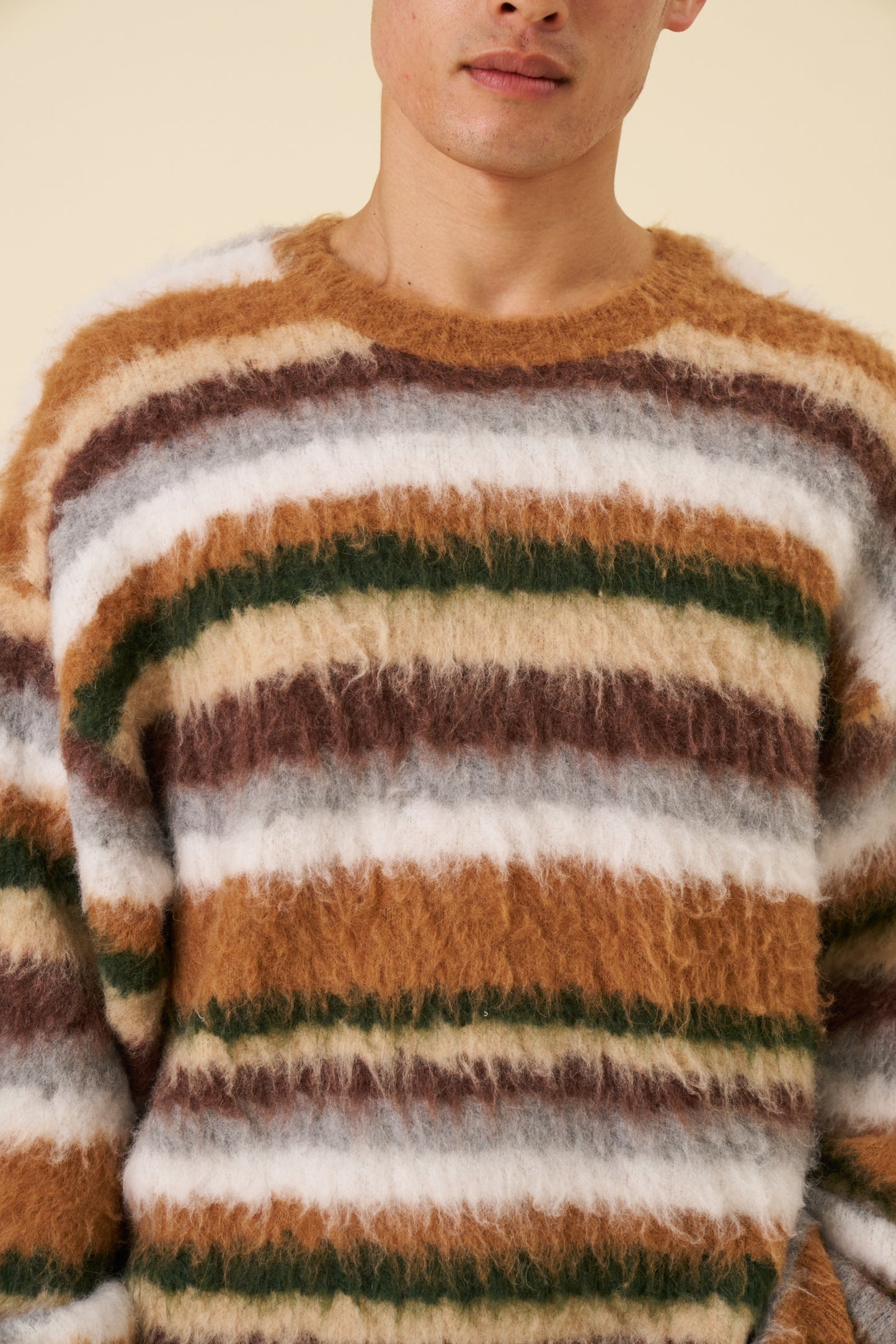 ALPACA BRUSHED STRIPE SWEAT