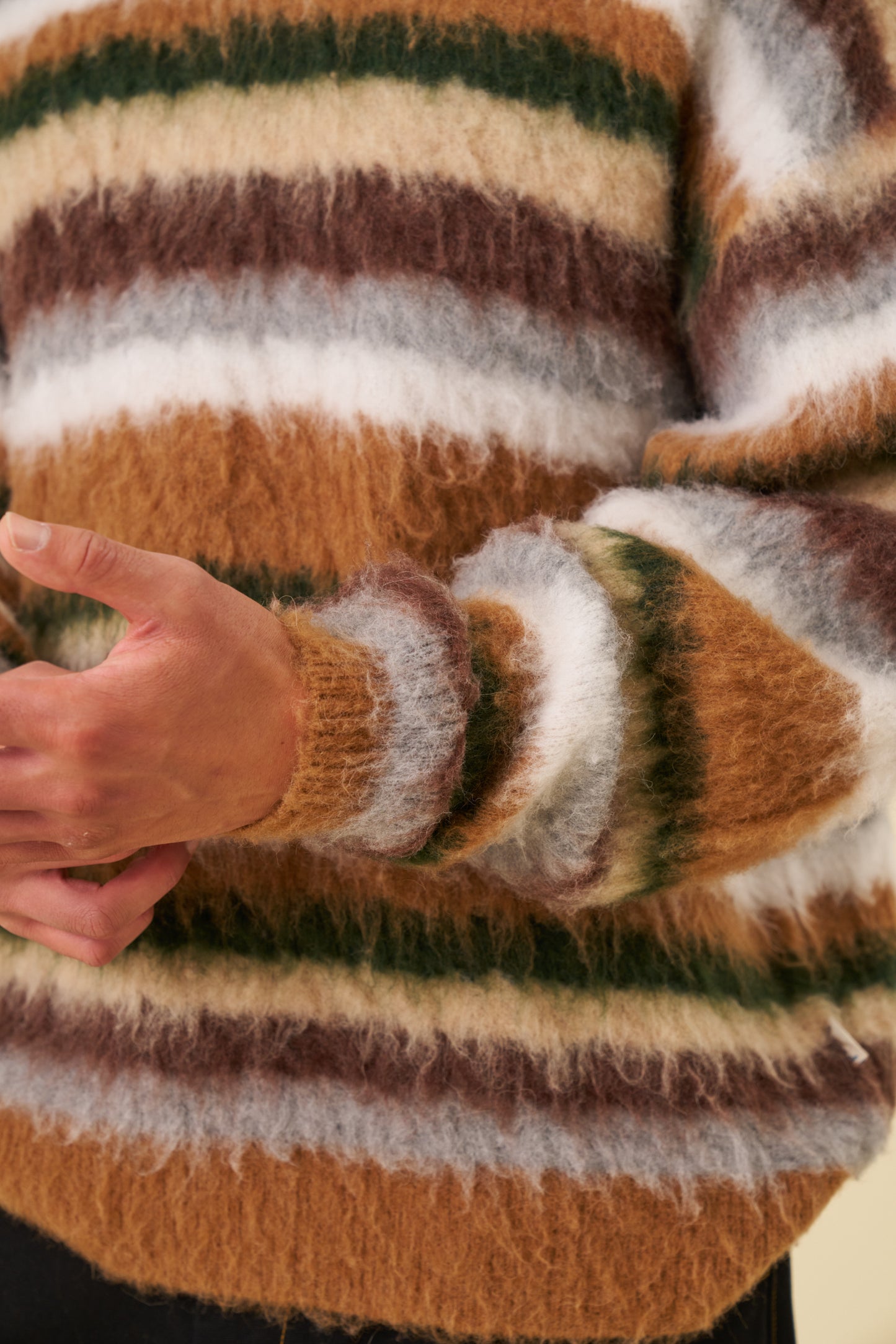 ALPACA BRUSHED STRIPE SWEAT