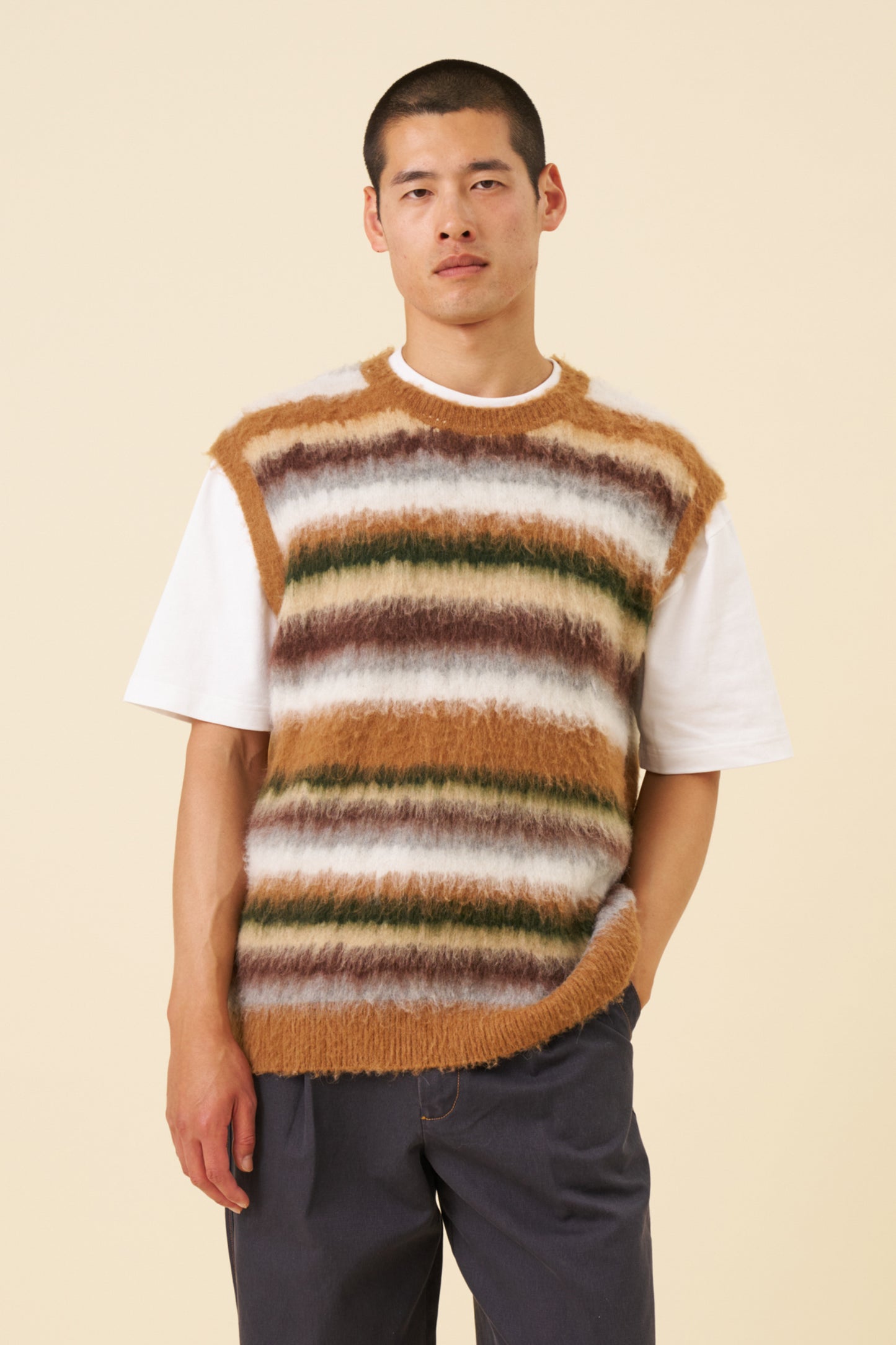 ALPACA BRUSHED STRIPE VEST