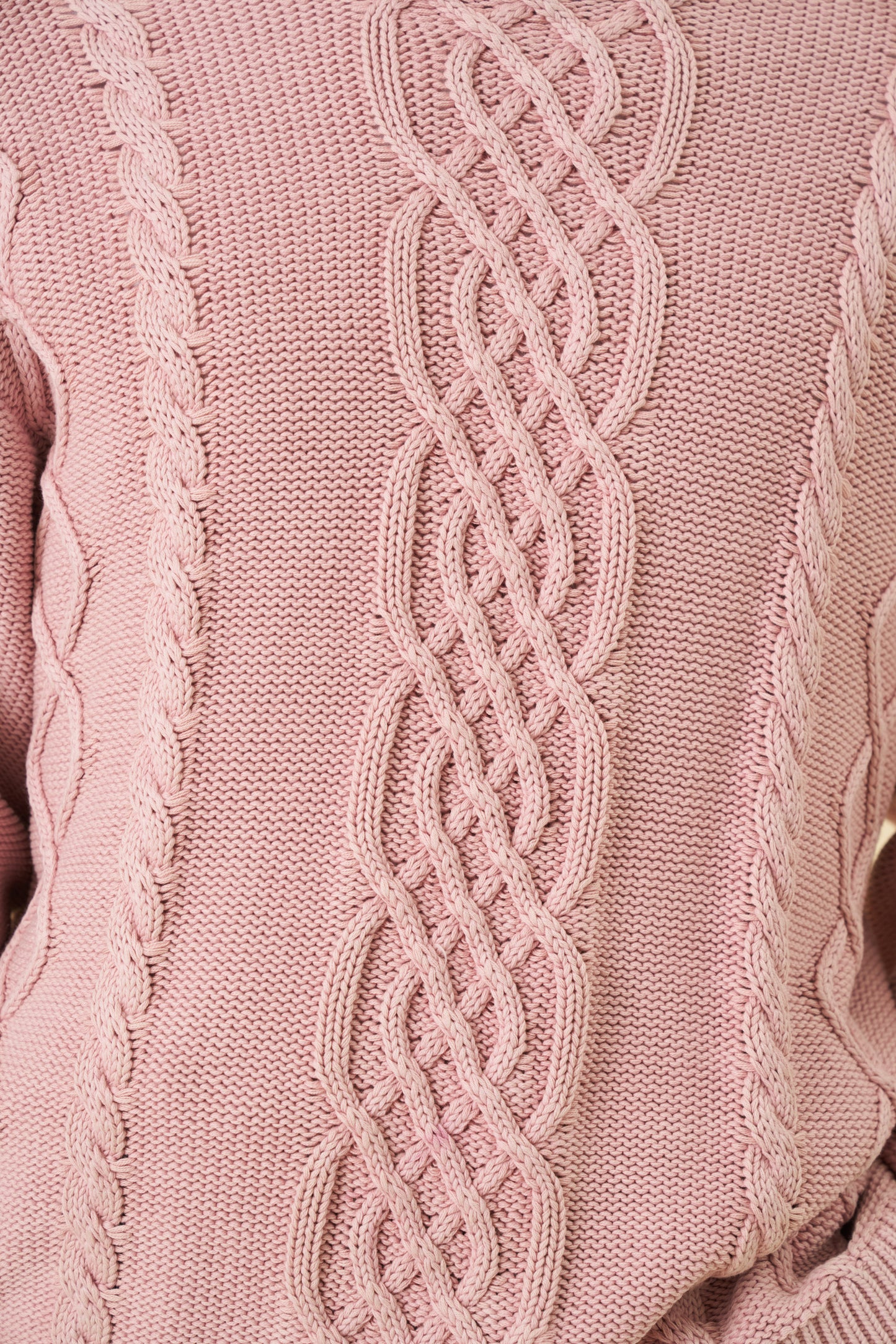 CABLE KNIT ACID WASH KNIT - DUSTY PINK