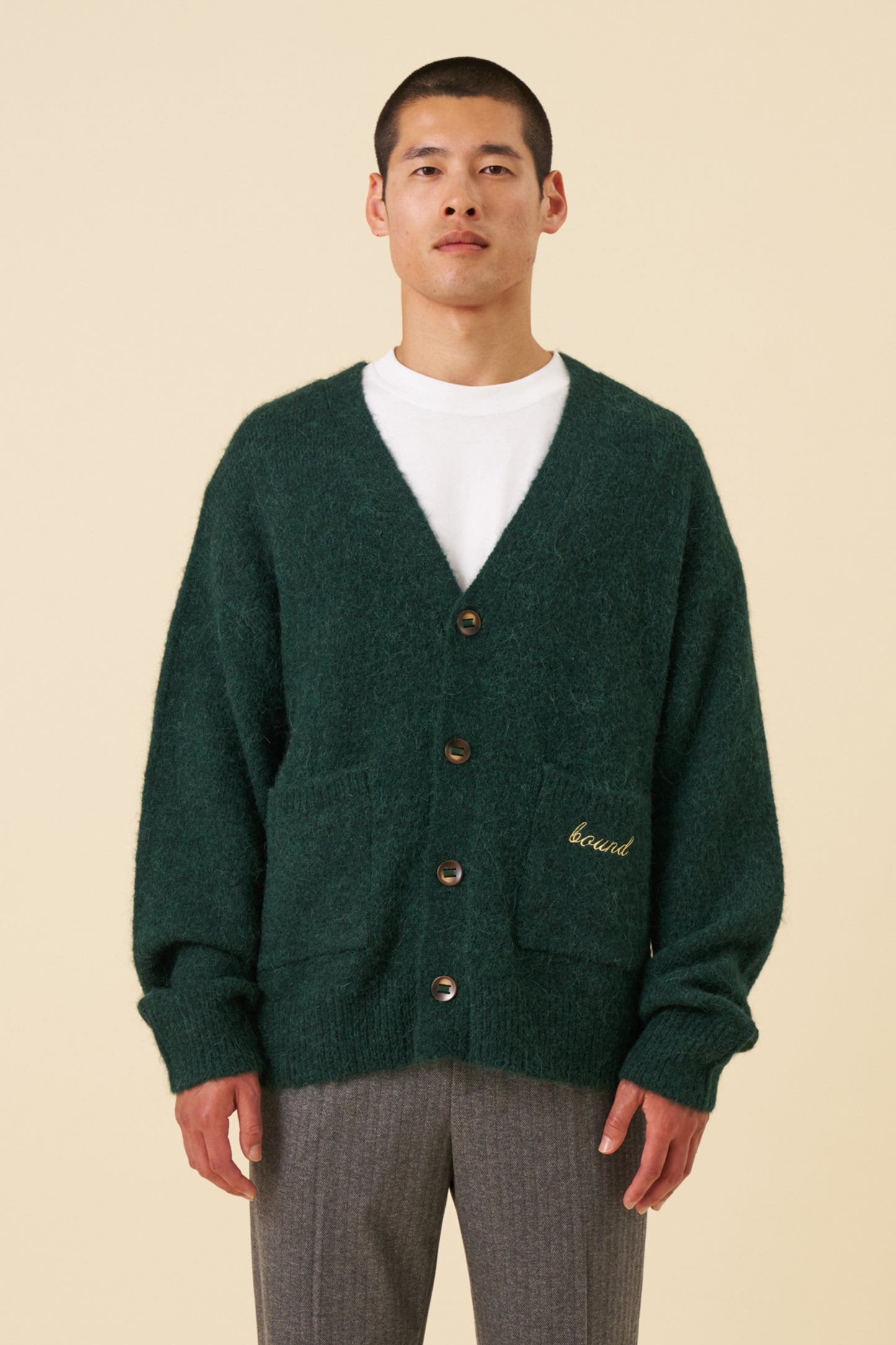 PARKER ALPACA CARDIGAN - BOTTLE GREEN