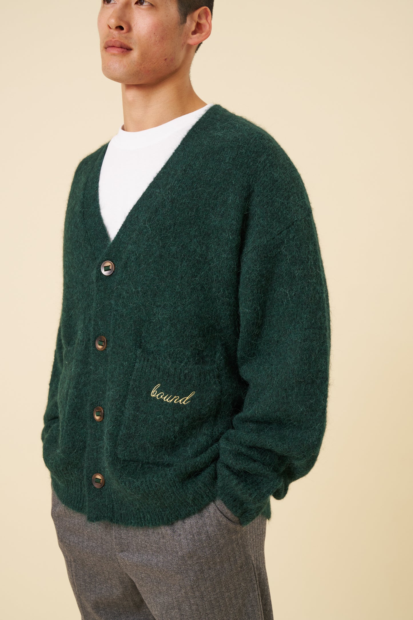 PARKER ALPACA CARDIGAN - BOTTLE GREEN
