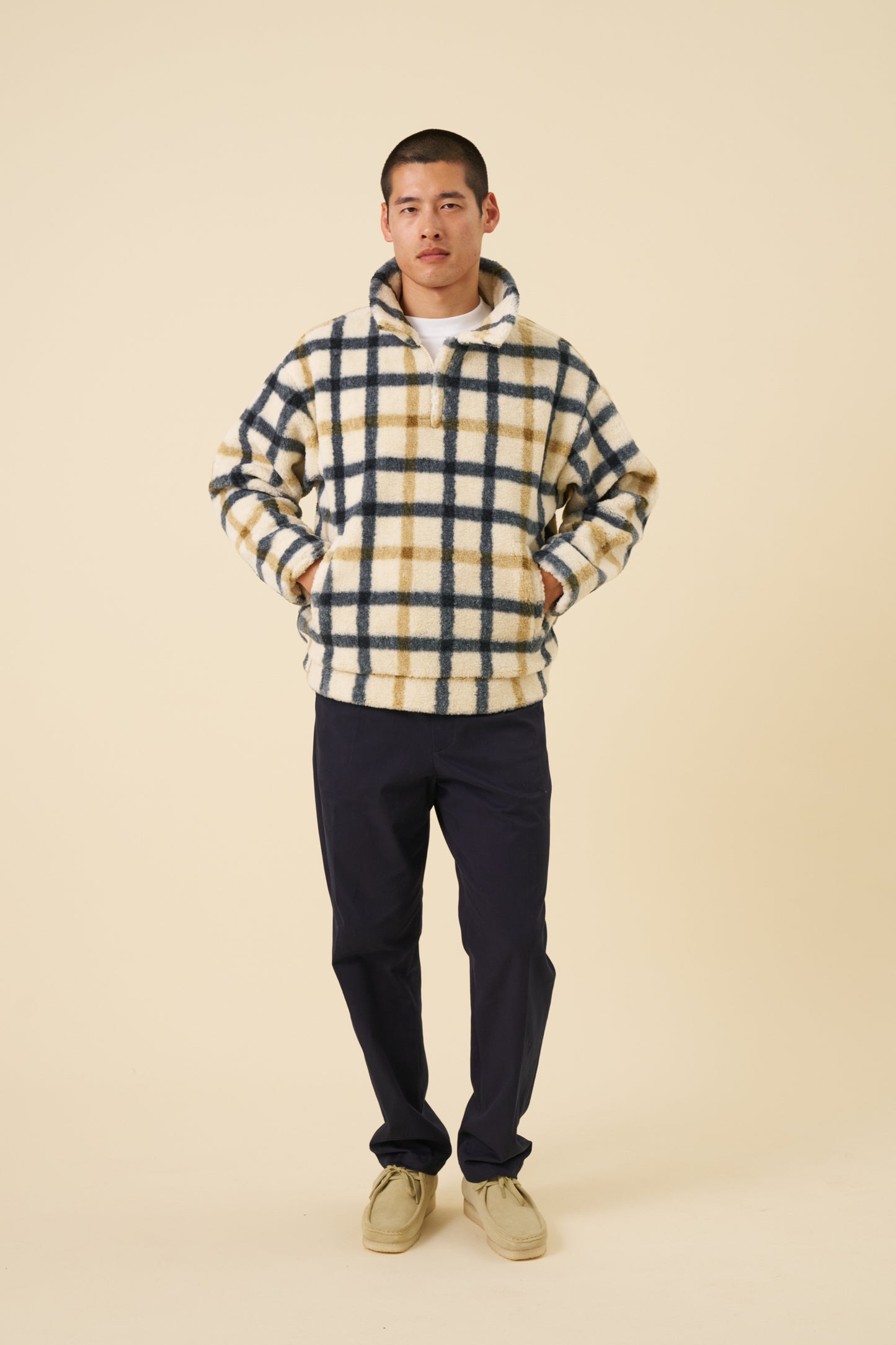 OFF WHITE CHECK FLEECE