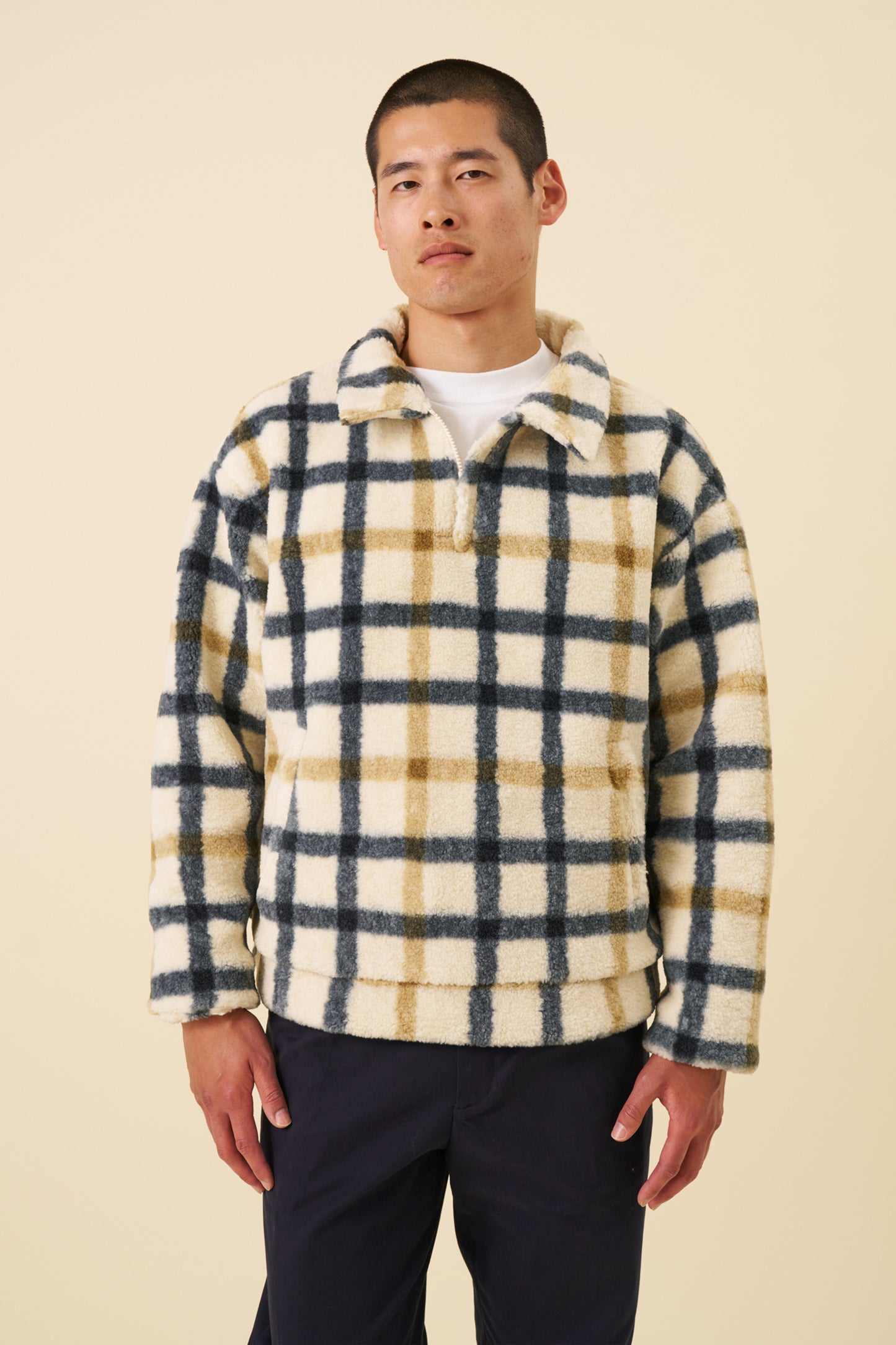 OFF WHITE CHECK FLEECE
