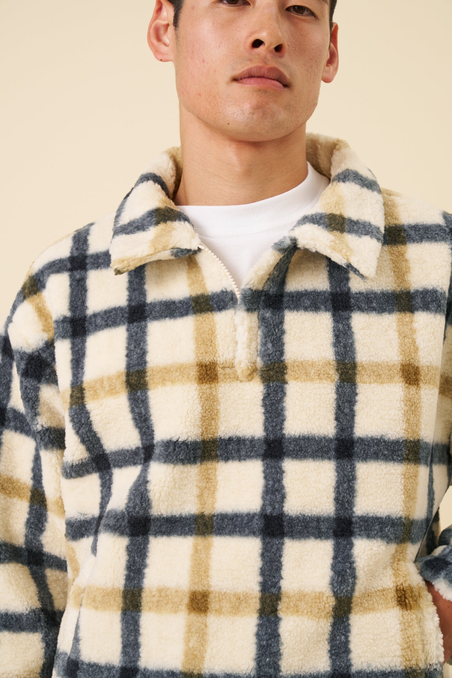 OFF WHITE CHECK FLEECE