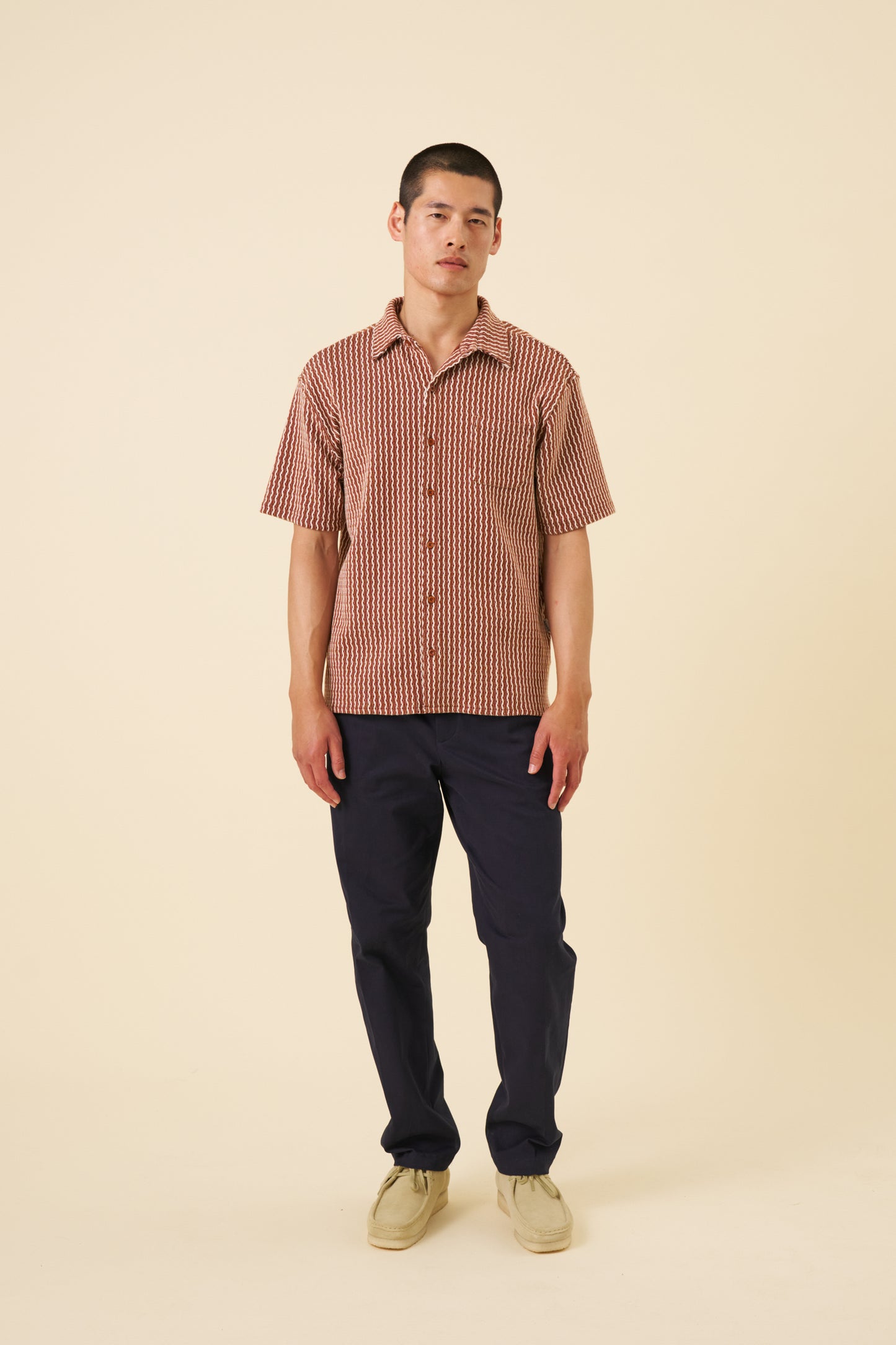 CANVAS PLEATED CHINO - NAVY