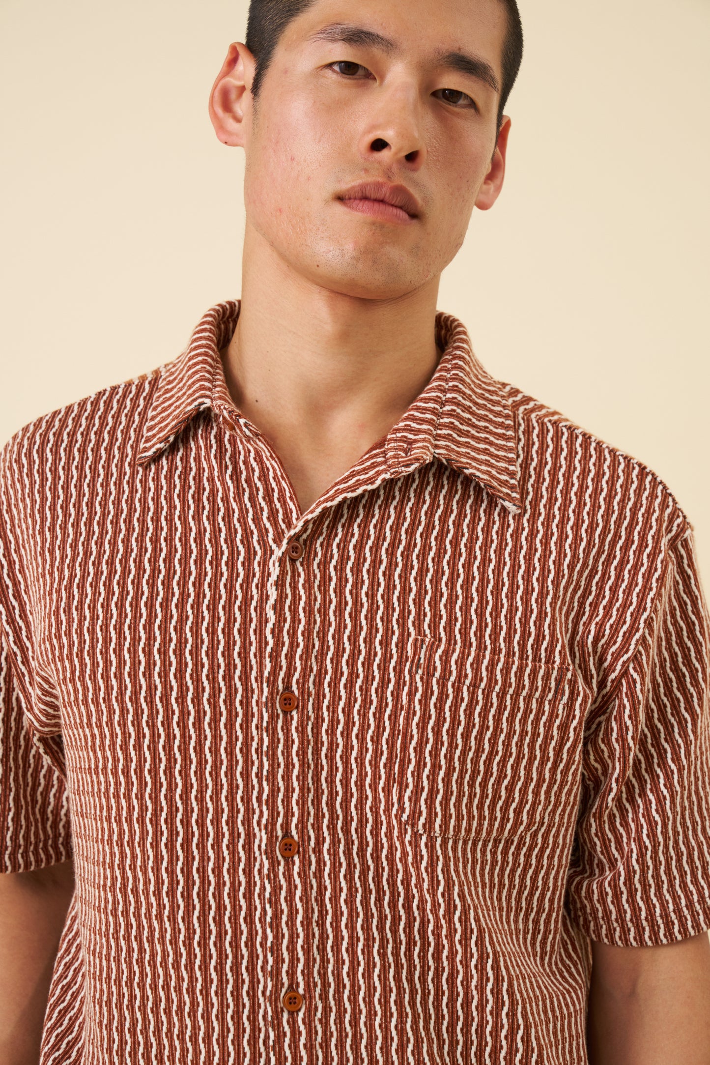CASTRO WOVEN POLO - RUST