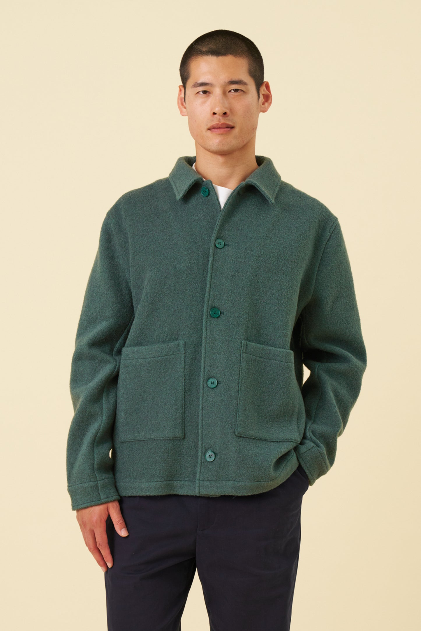 WOOL CHORE JACKET - HUNTER GREEN