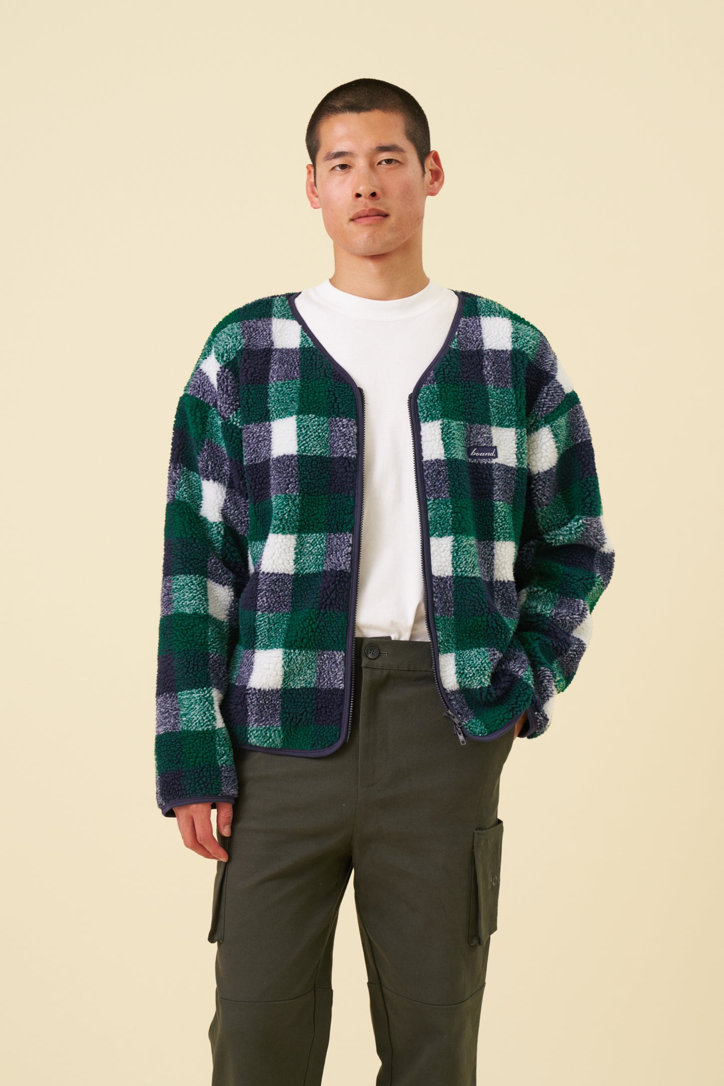 OXFORD CHECK ZIP UP FLEECE
