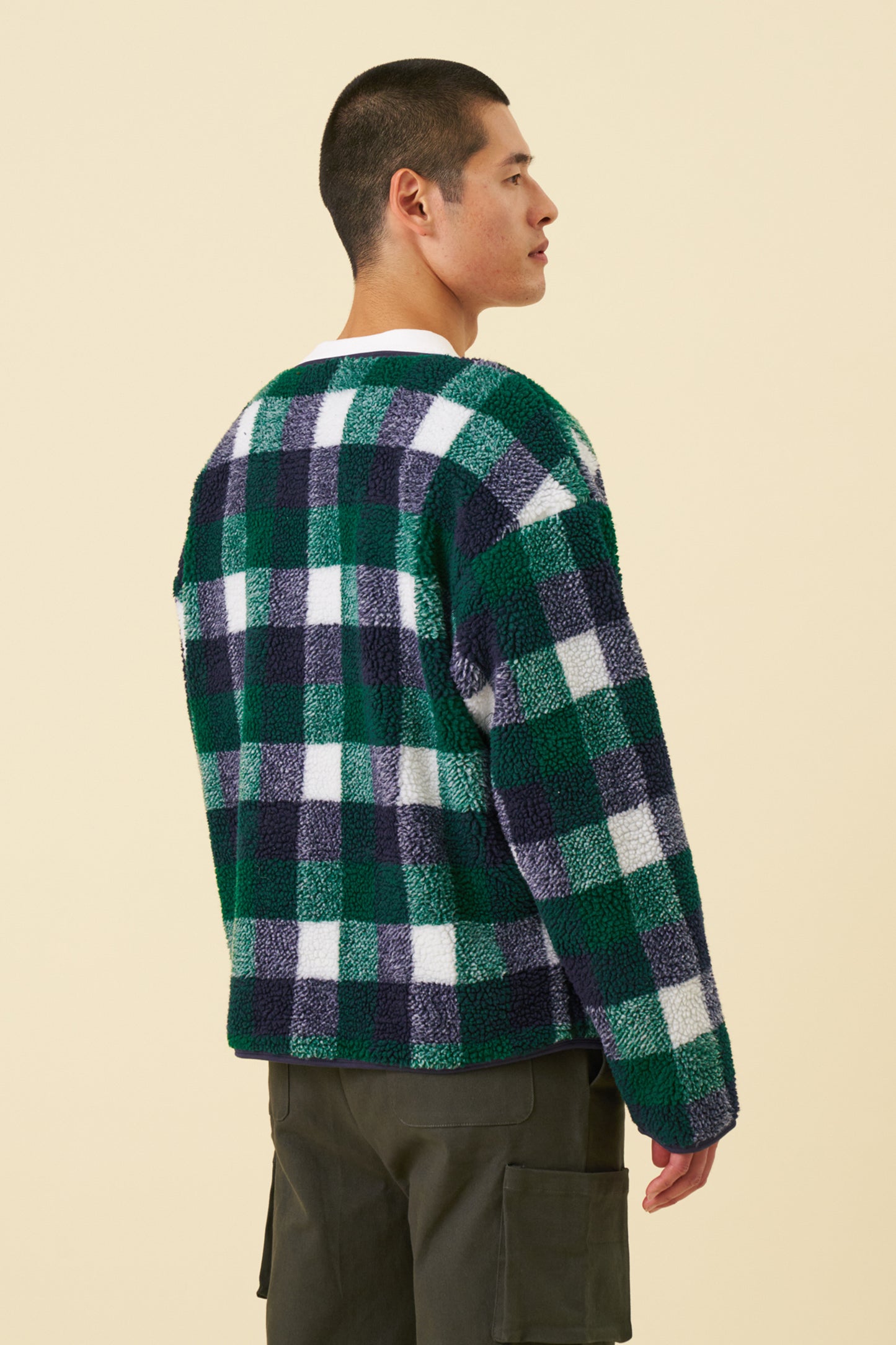 OXFORD CHECK ZIP UP FLEECE