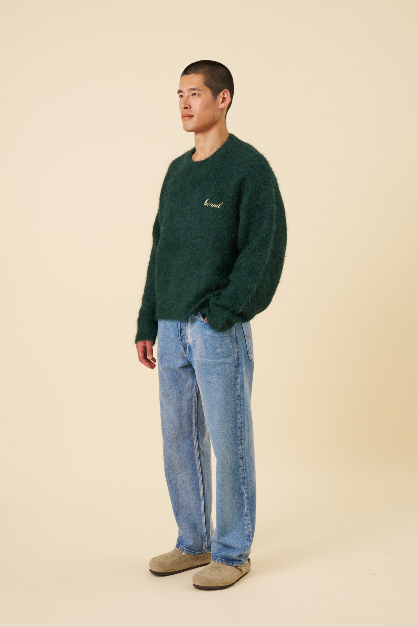 DEXTER CROPPED ALPACA KNIT - FOREST GREEN