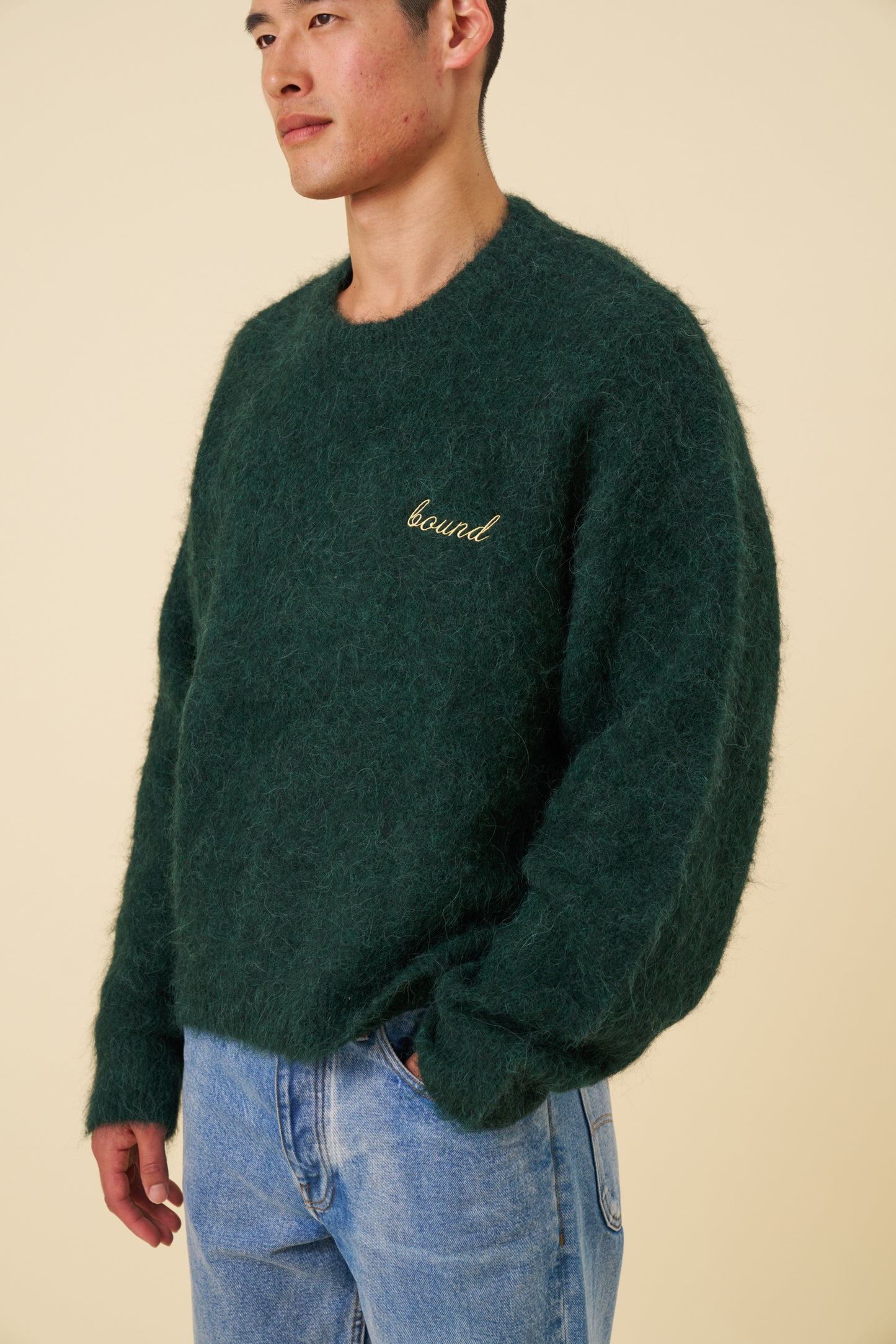 DEXTER CROPPED ALPACA KNIT - FOREST GREEN