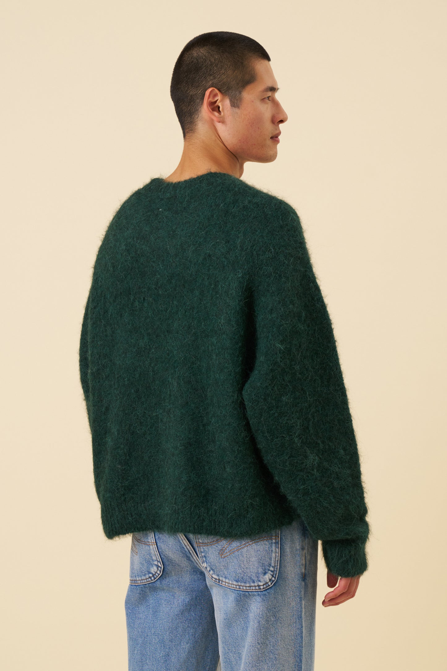 DEXTER CROPPED ALPACA KNIT - FOREST GREEN
