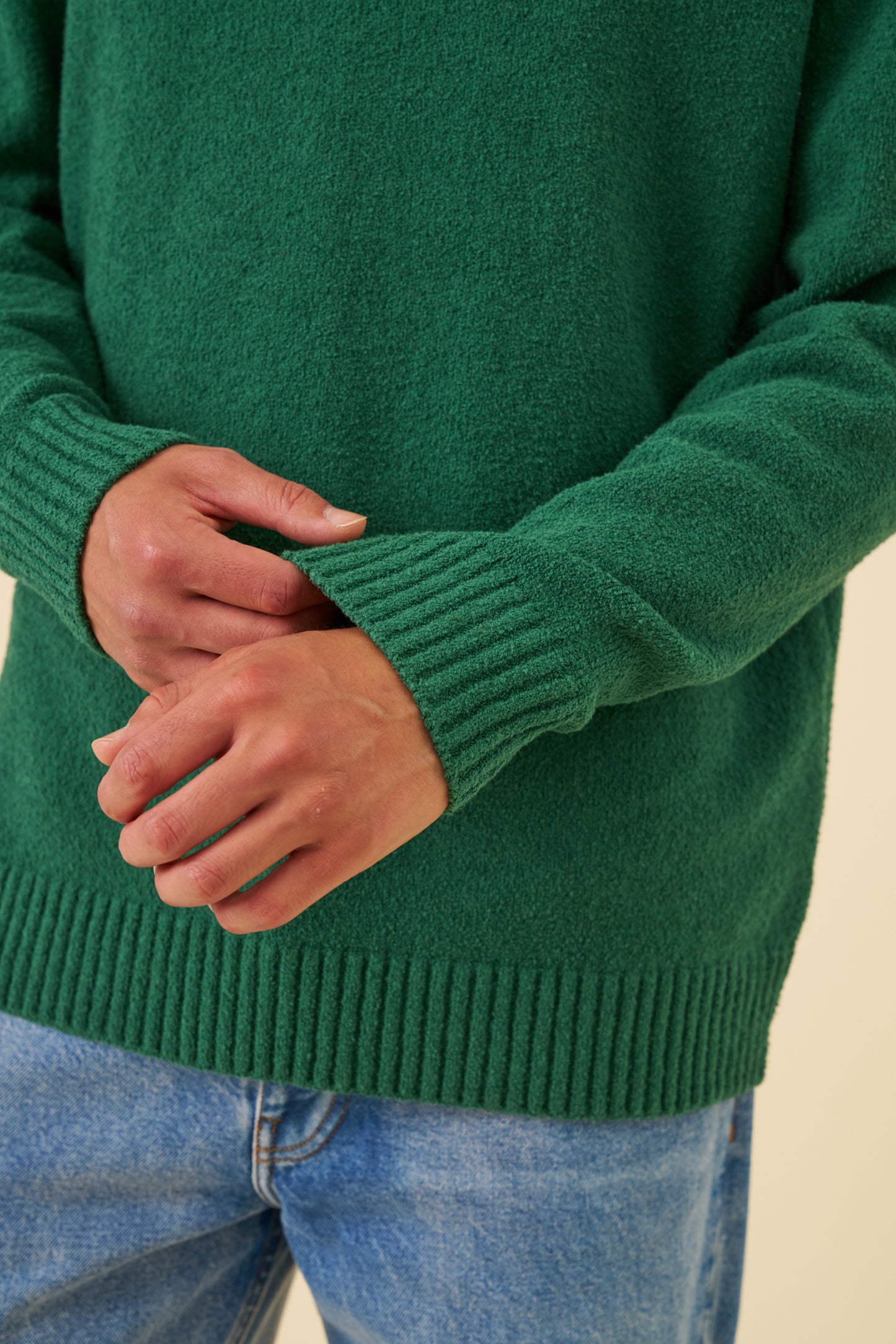 TEXTURED POLO SWEATER - HUNTER GREEN