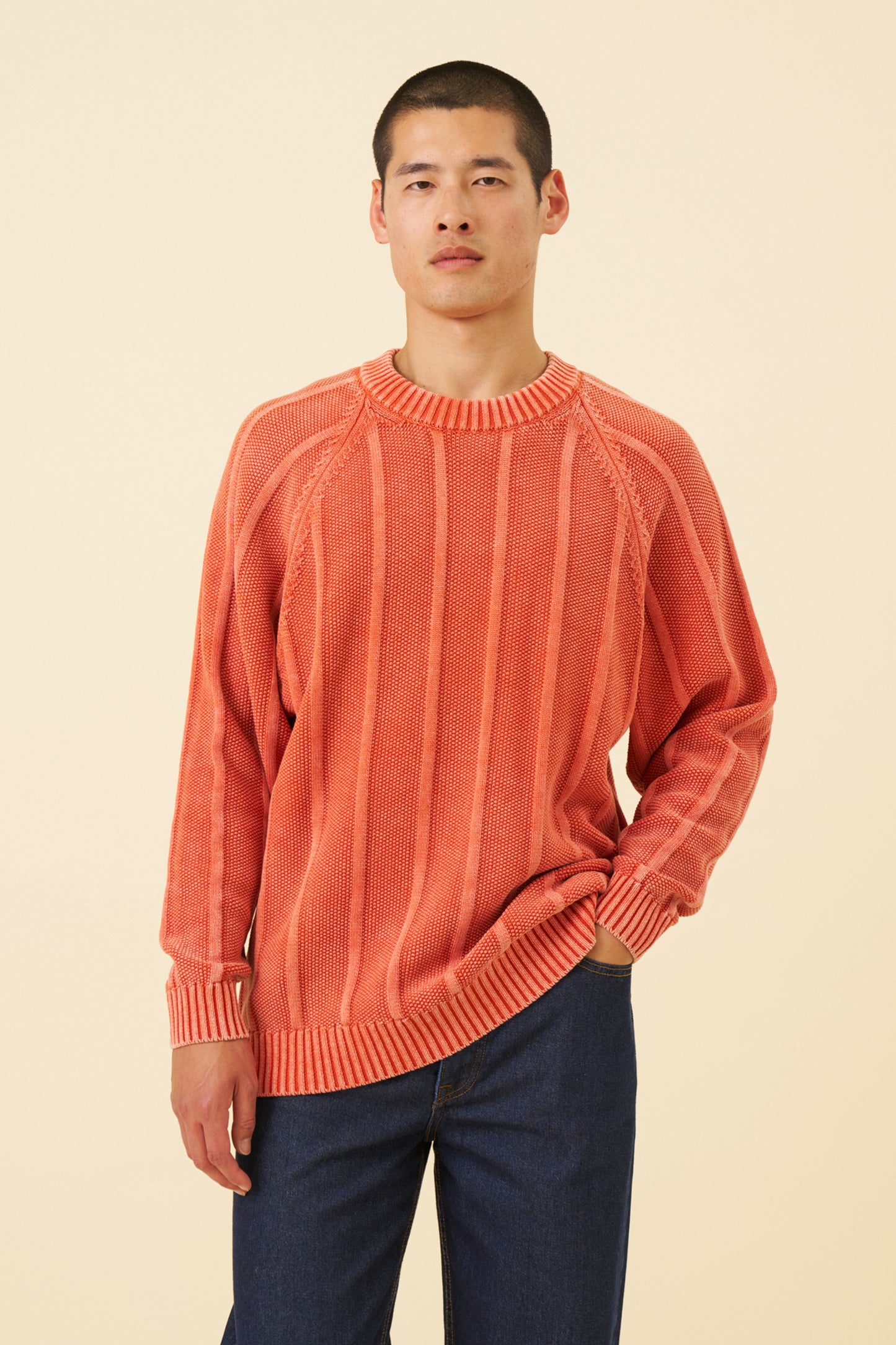 MELVIN WASHED SWEATER - BRIGHT ORANGE