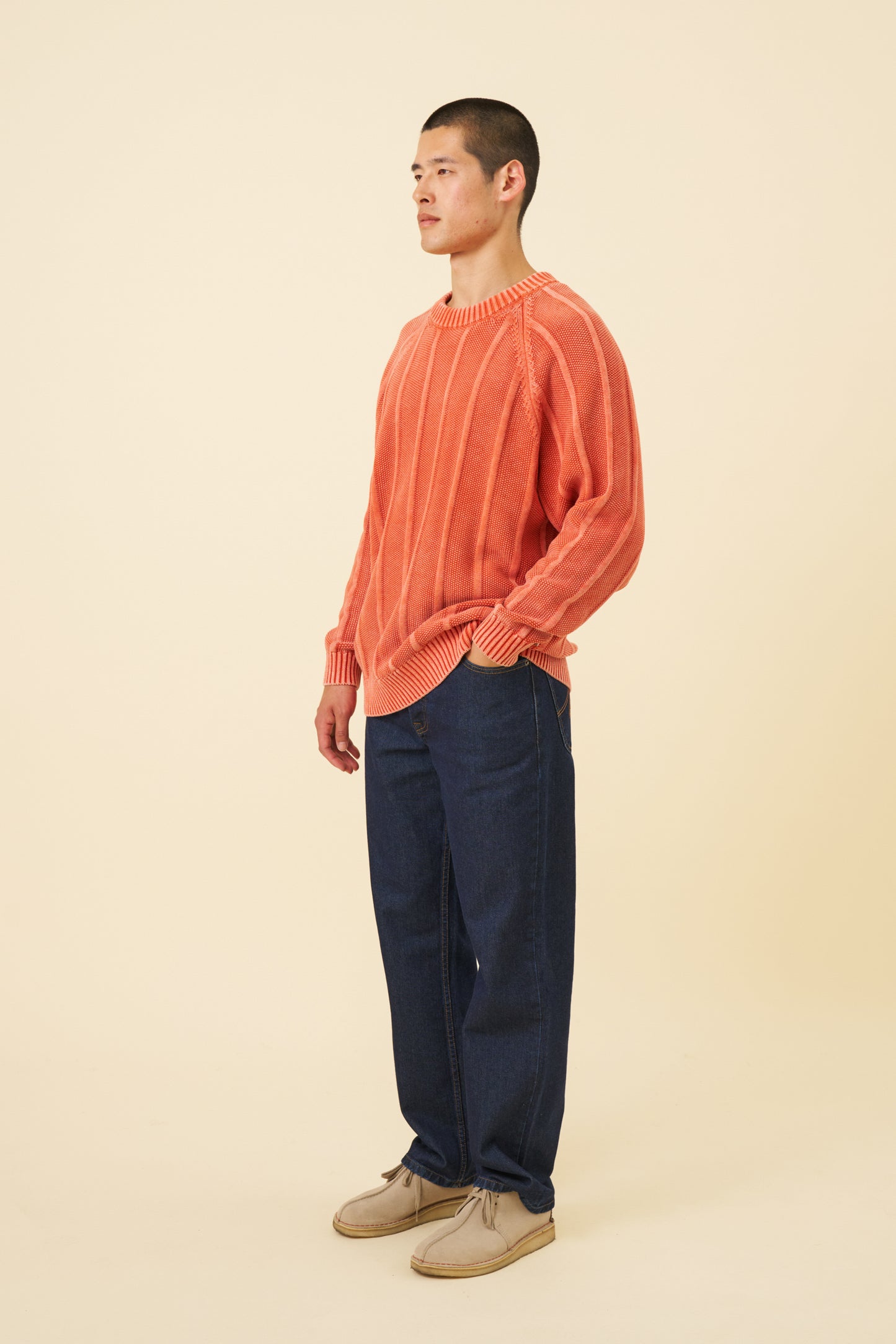 MELVIN WASHED SWEATER - BRIGHT ORANGE