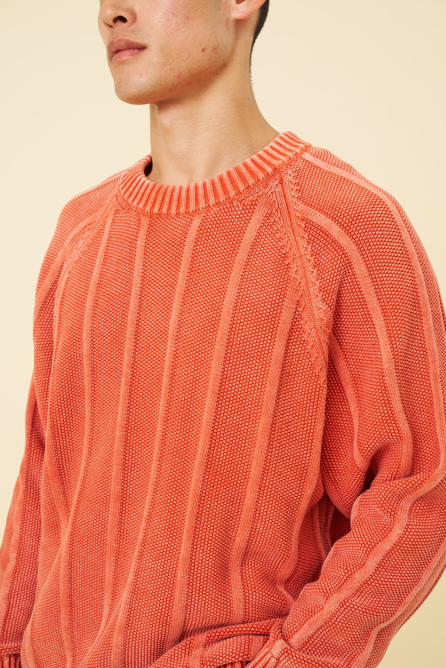 MELVIN WASHED SWEATER - BRIGHT ORANGE