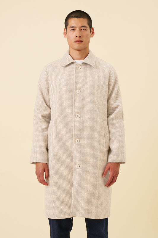 SAND DOGTOOTH WOOL COAT