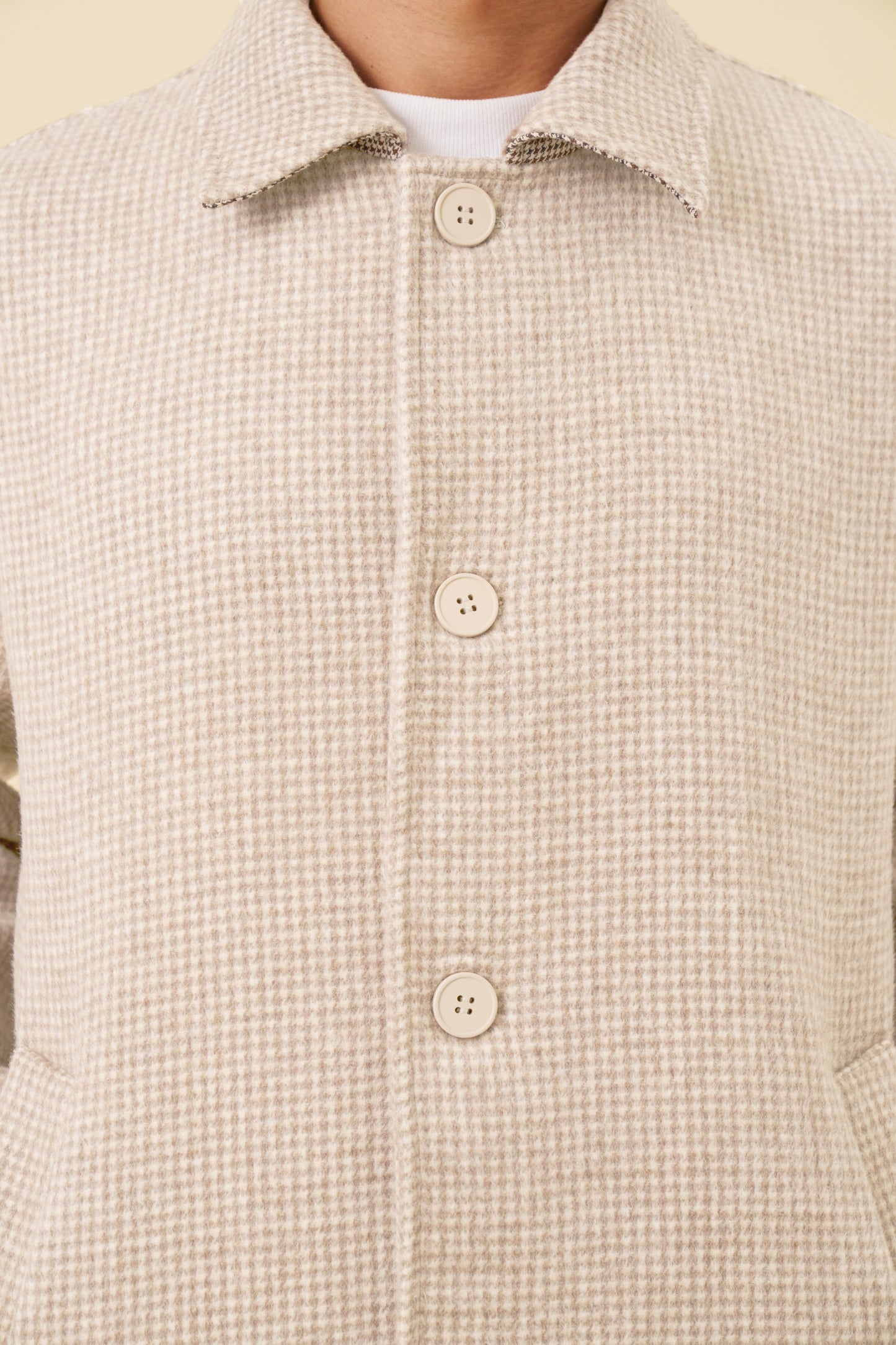 SAND DOGTOOTH WOOL COAT