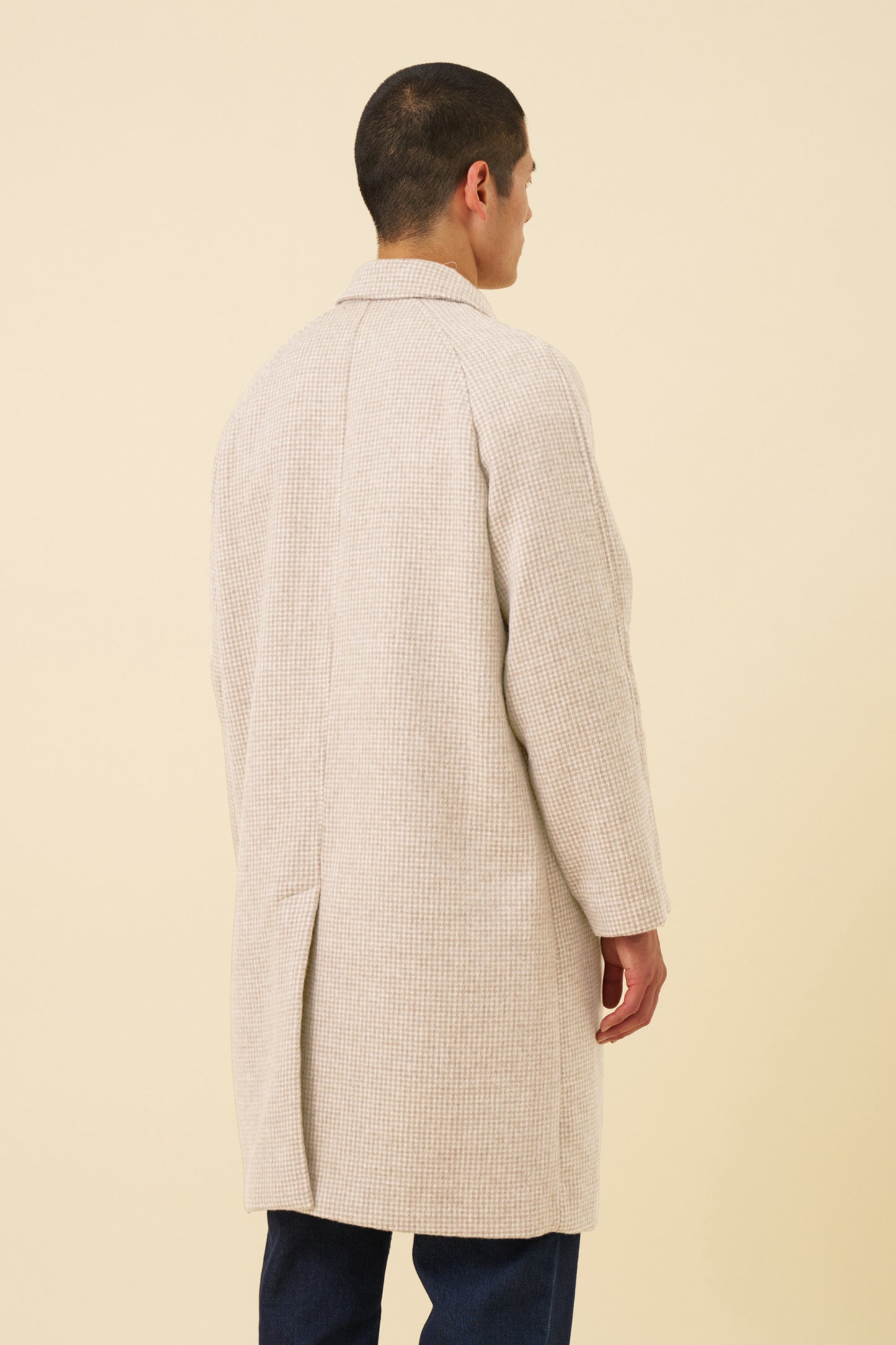 SAND DOGTOOTH WOOL COAT