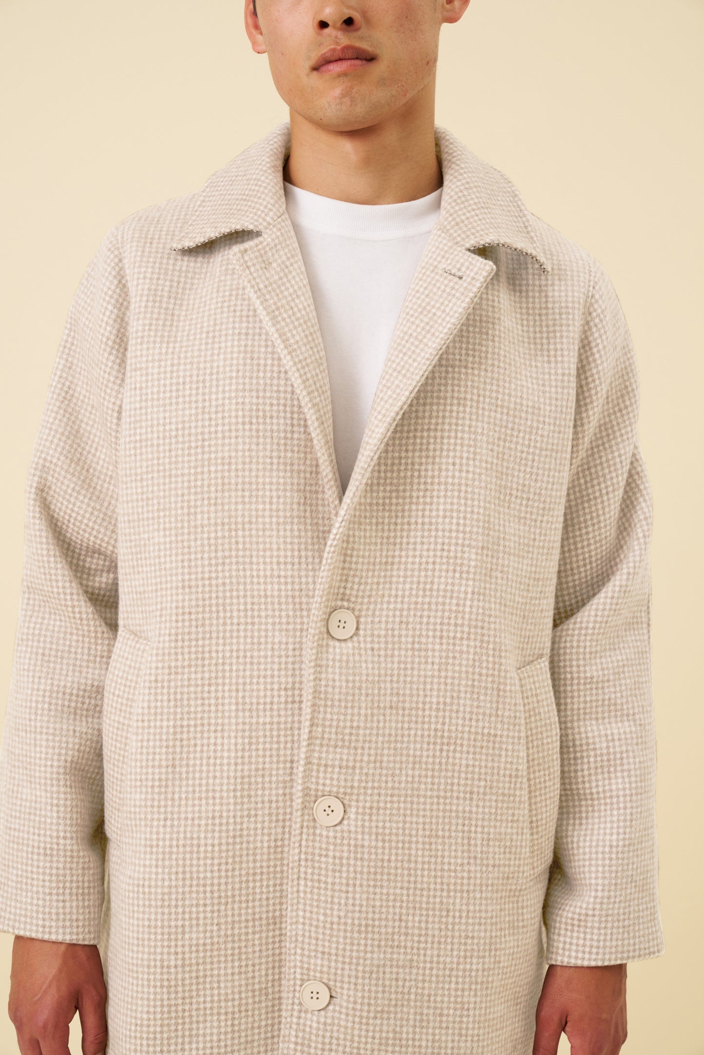 SAND DOGTOOTH WOOL COAT