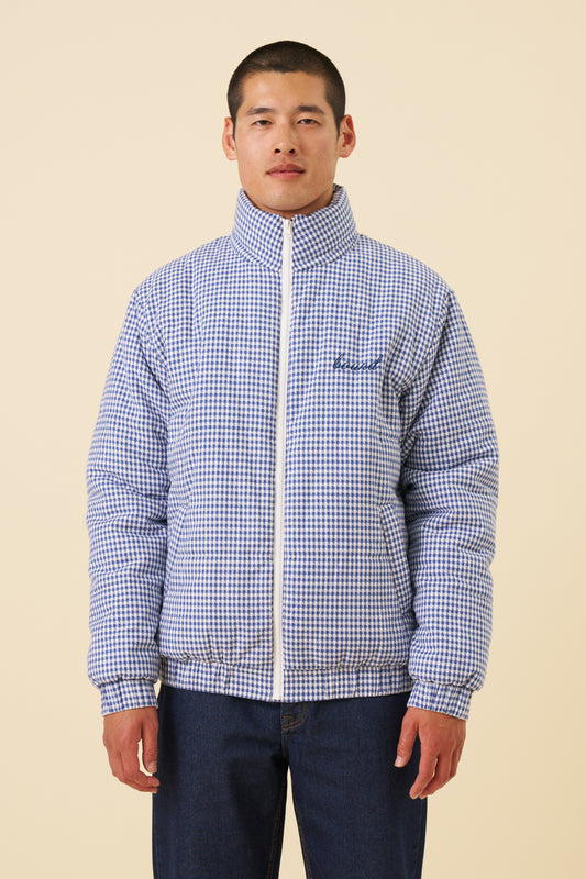 DOGTOOTH GINGHAM BLUE PUFFER COAT