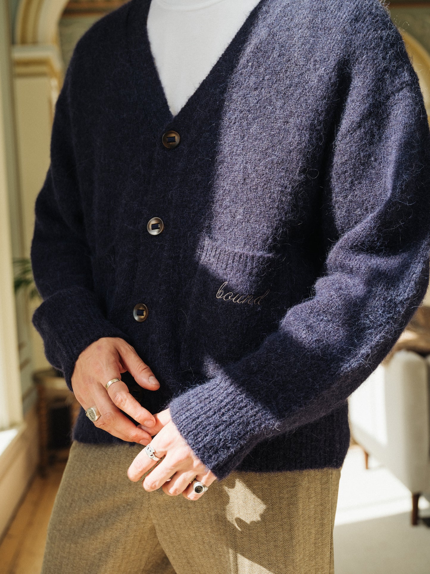 PARKER ALPACA CARDIGAN - NAVY