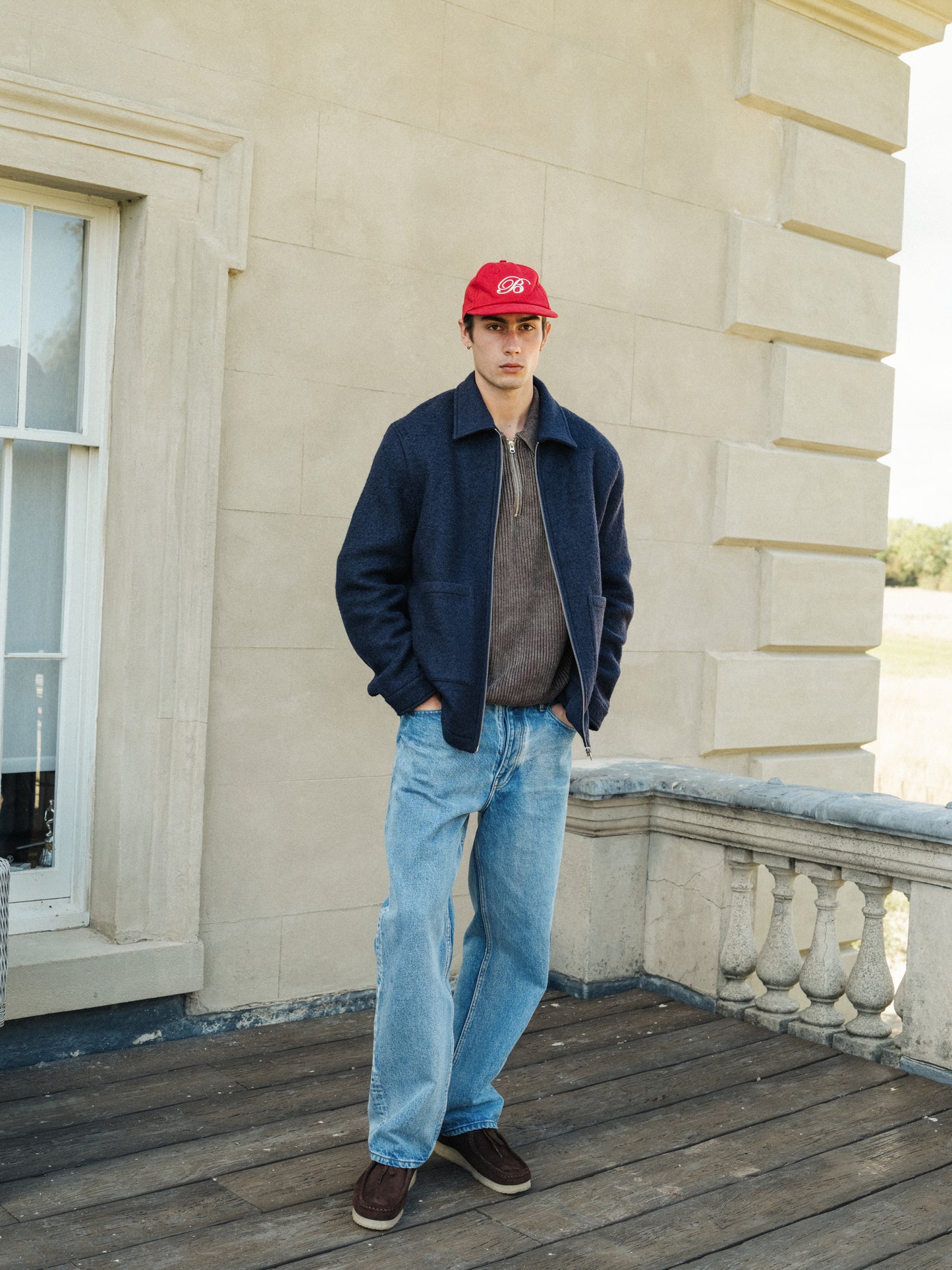 WOOL ZIP OVERSHIRT - NAVY