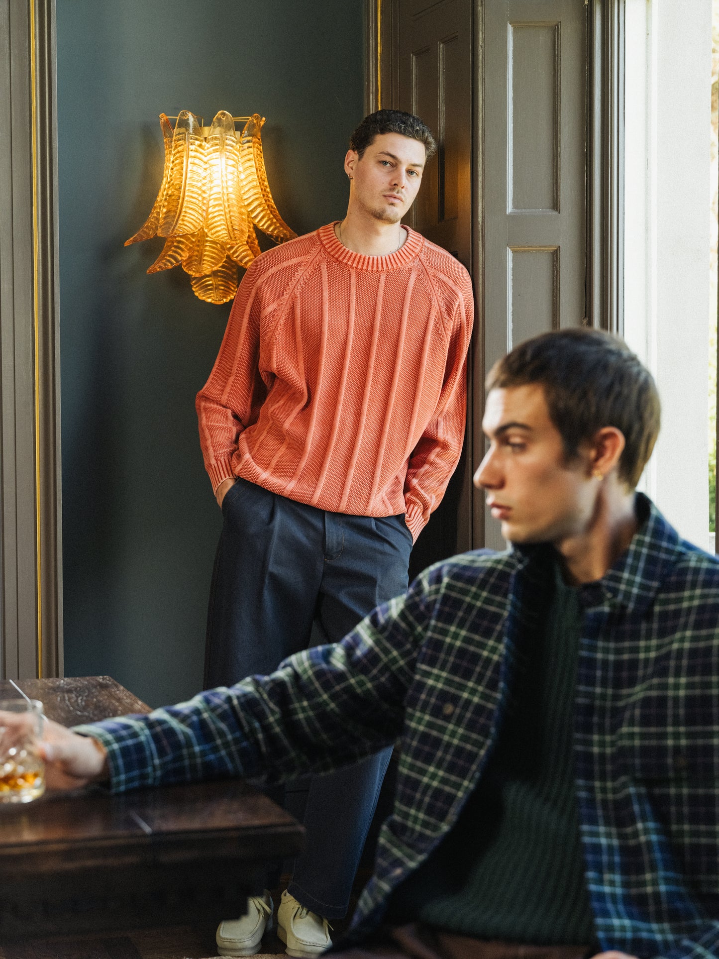 MELVIN WASHED SWEATER - BRIGHT ORANGE