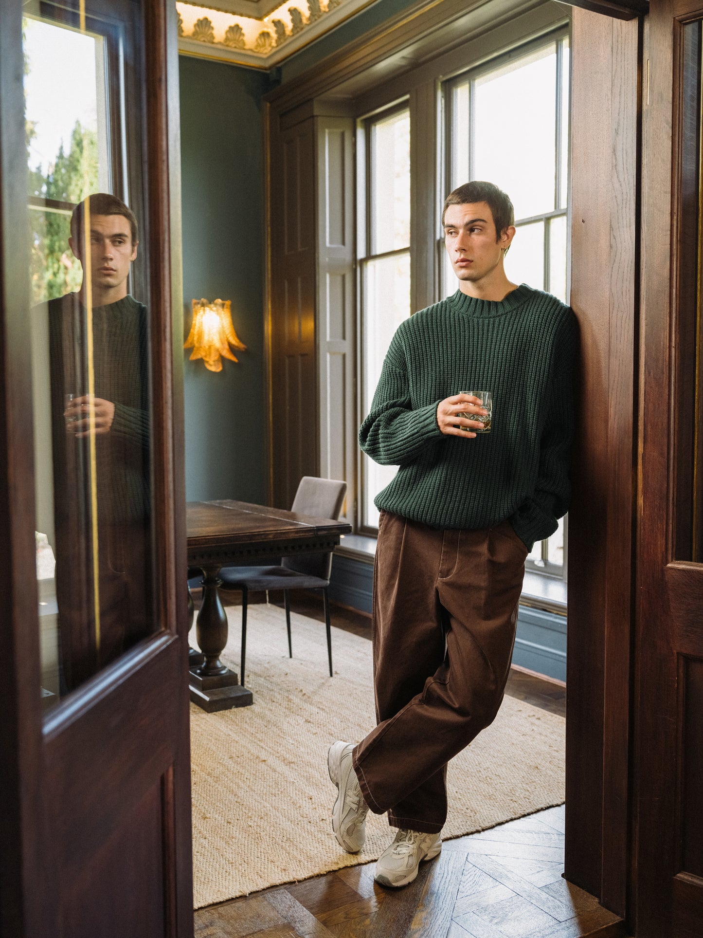 CHUNKY MOCK NECK KNIT - BOTTLE GREEN