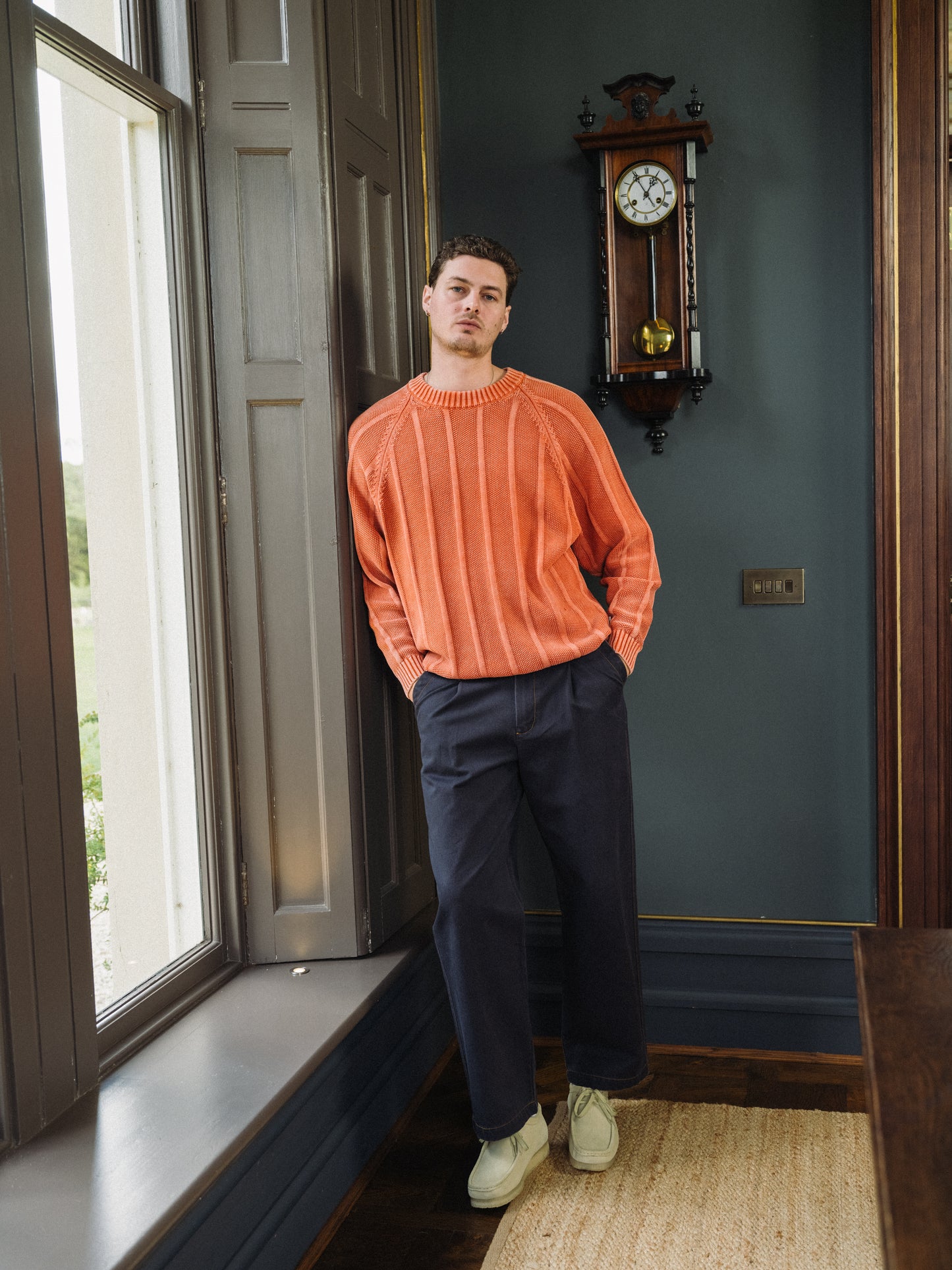 MELVIN WASHED SWEATER - BRIGHT ORANGE