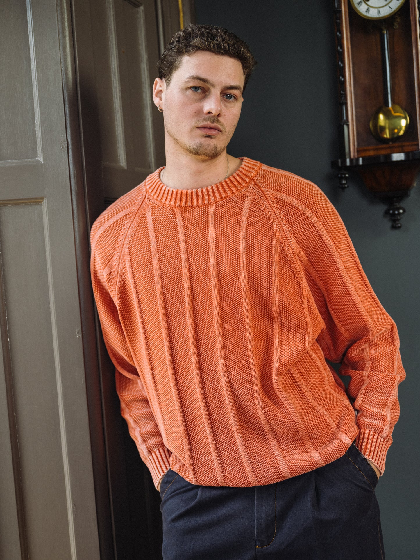 MELVIN WASHED SWEATER - BRIGHT ORANGE