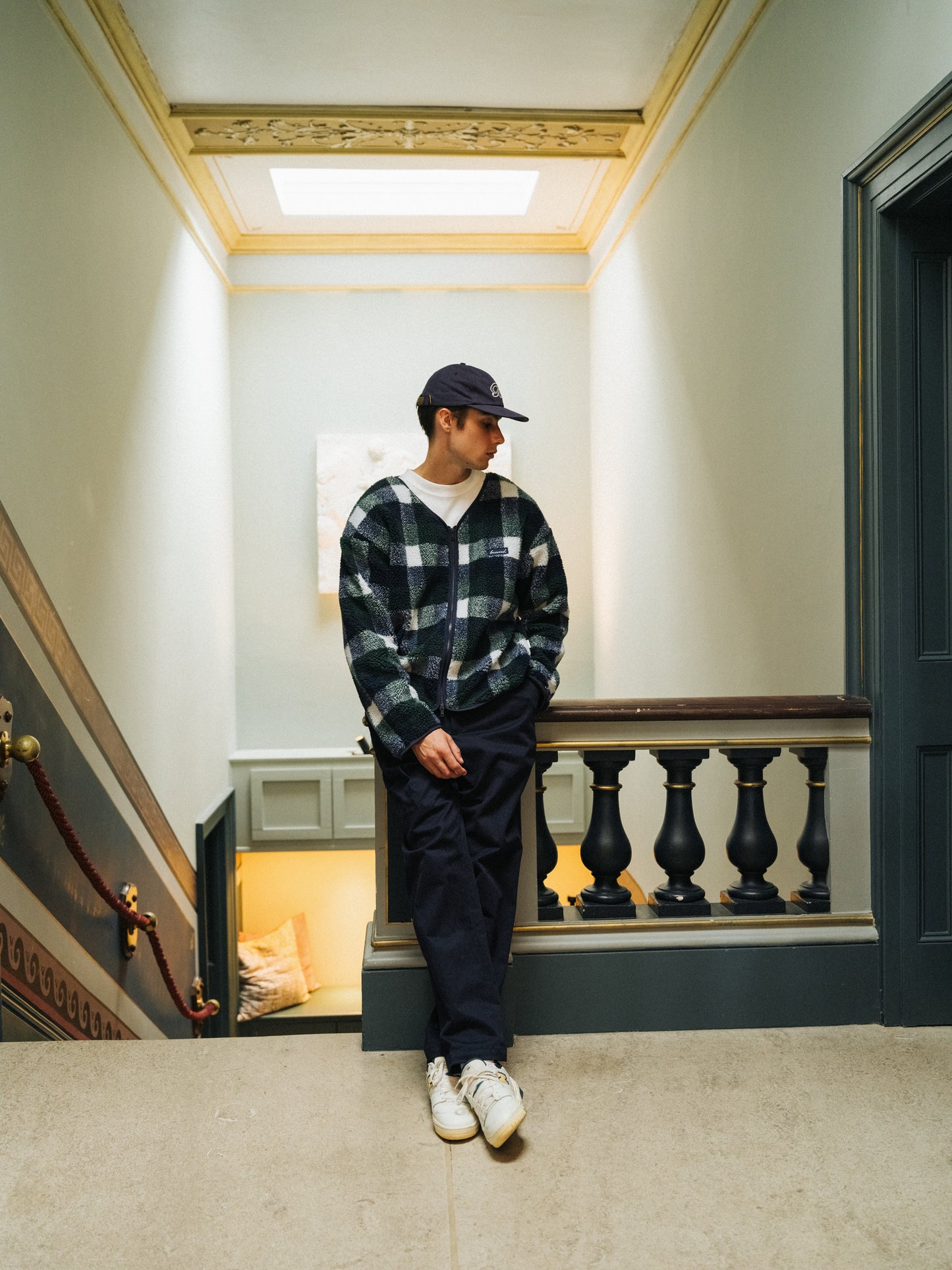 OXFORD CHECK ZIP UP FLEECE