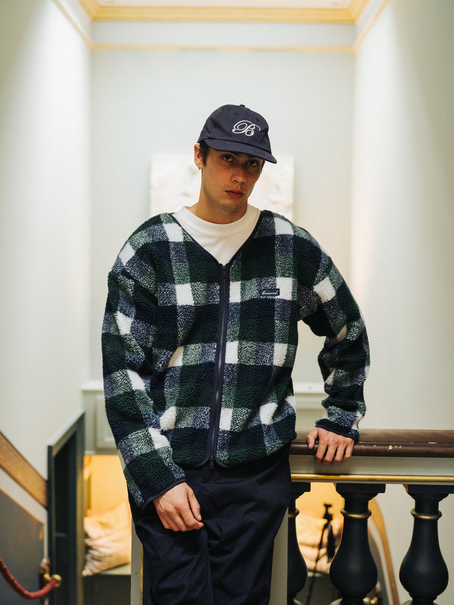 OXFORD CHECK ZIP UP FLEECE