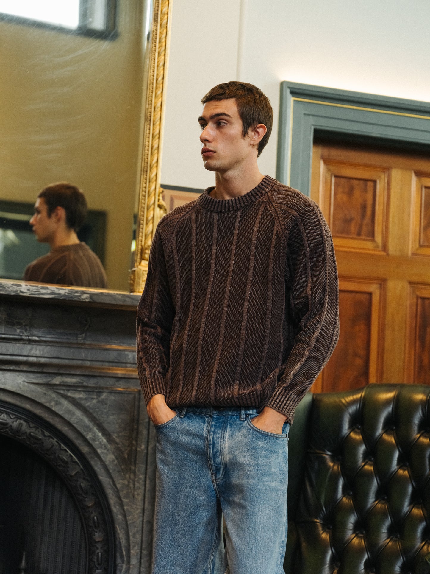 MELVIN WASHED SWEATER - BROWN