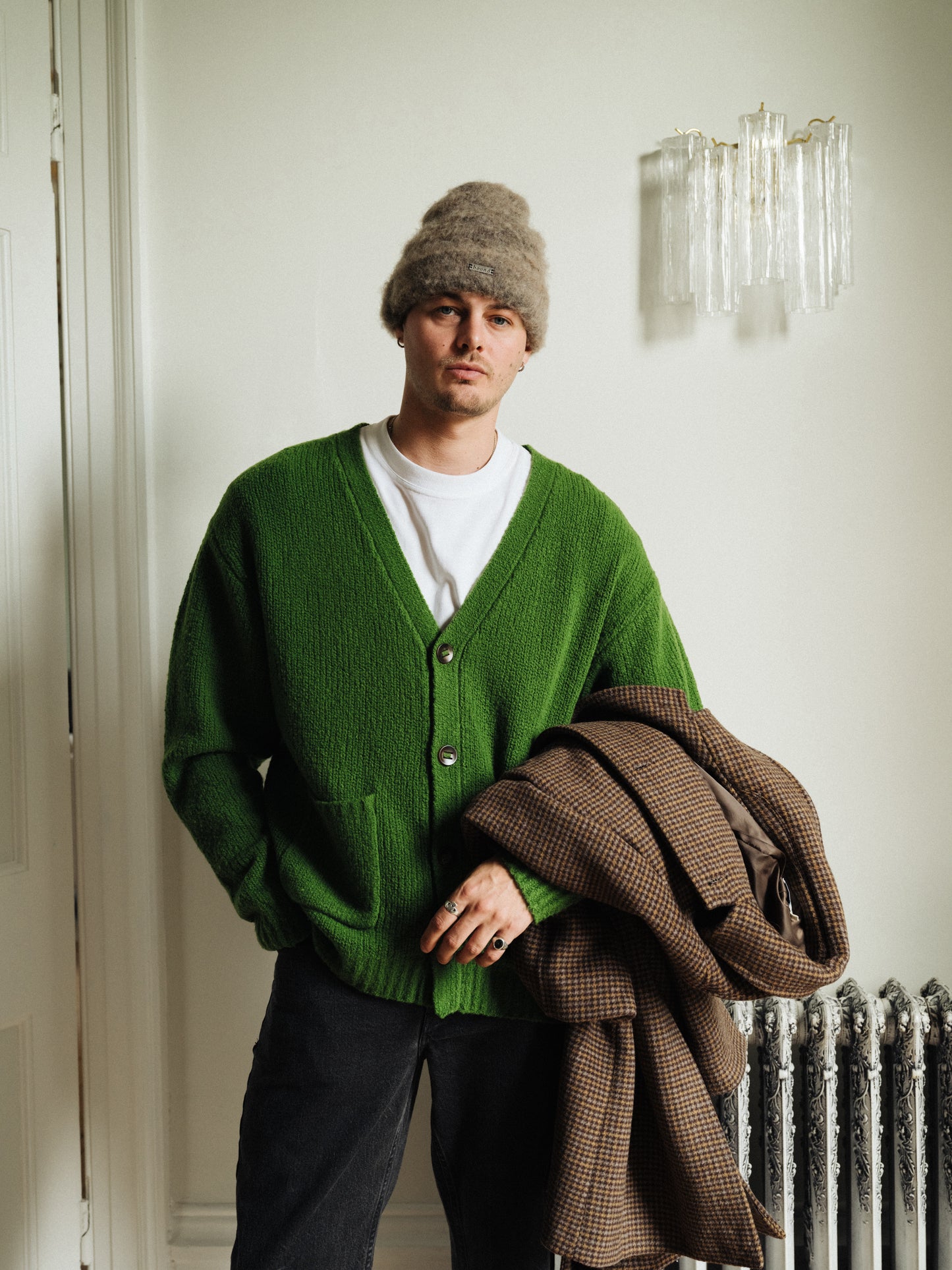 RYE GREEN WOOL CARDIGAN