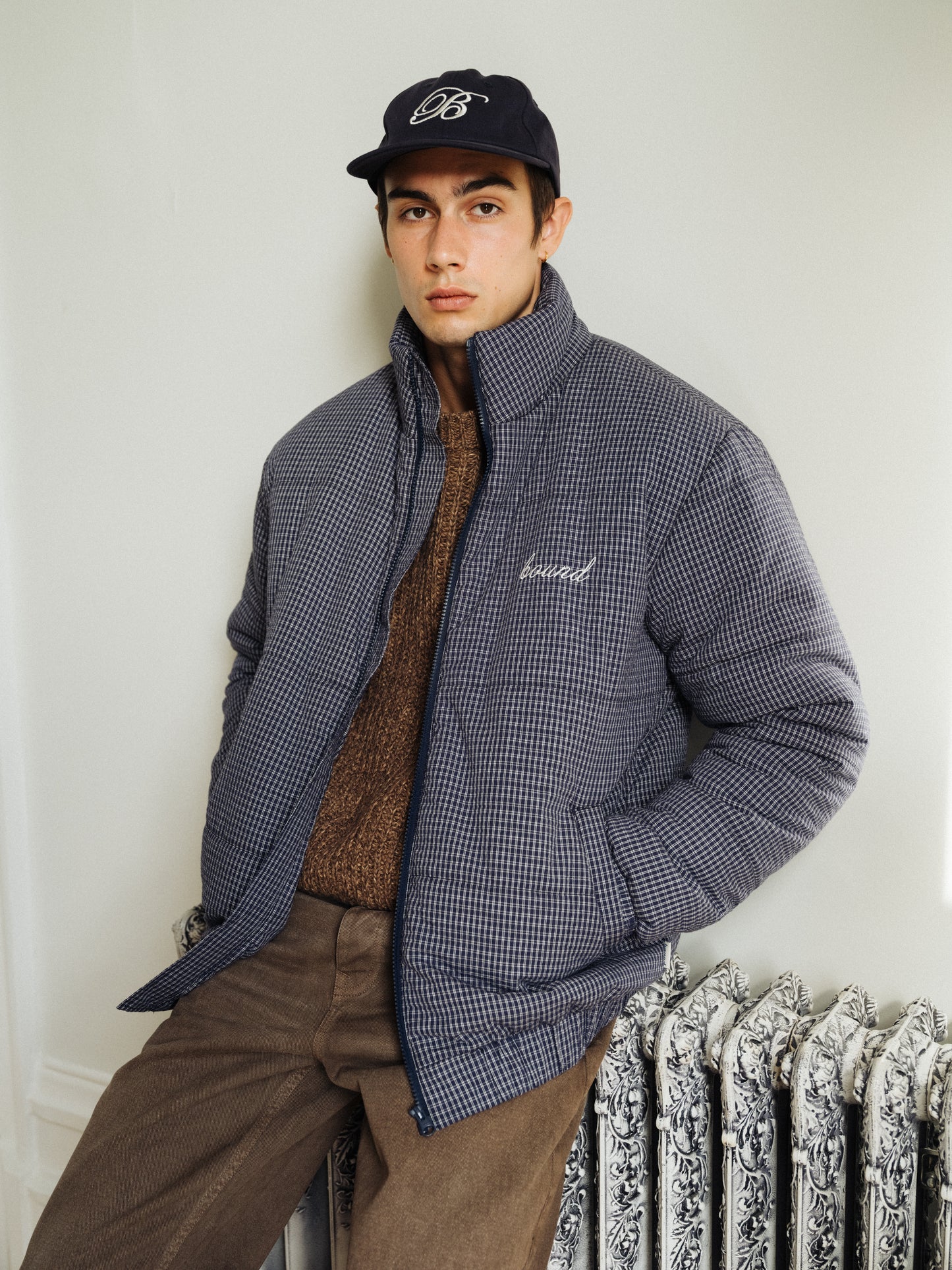 CHECK COTTON PUFFER - NAVY