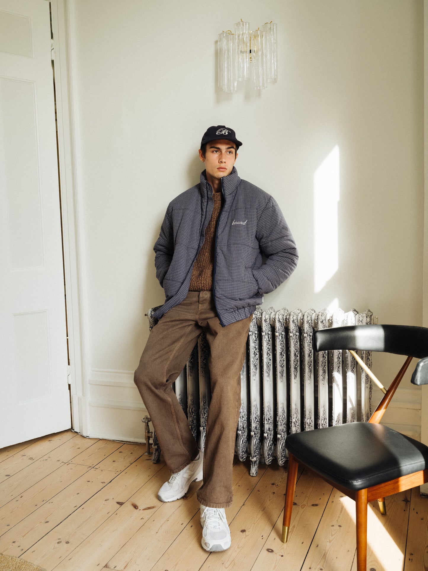 CHECK COTTON PUFFER - NAVY