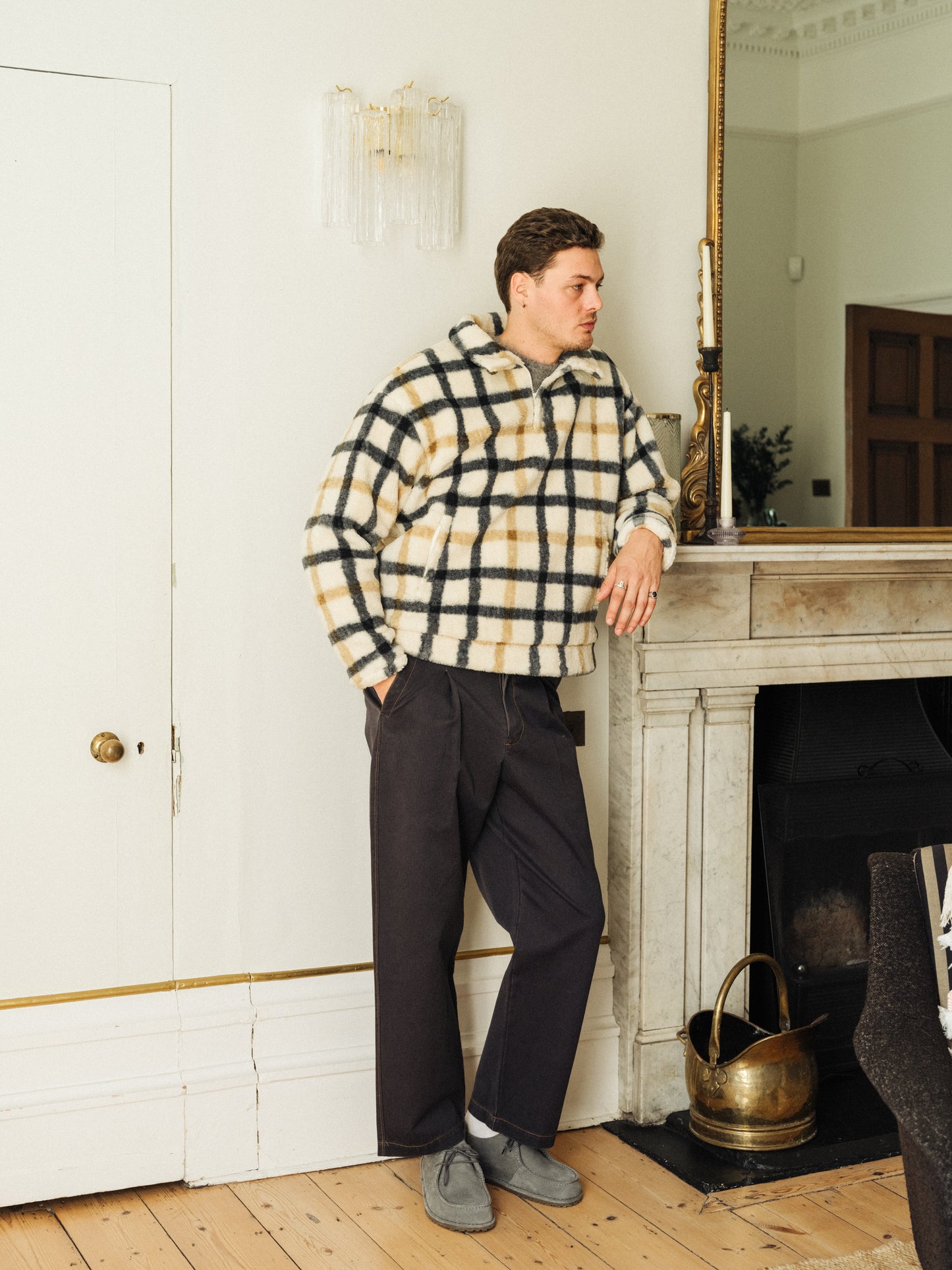 OFF WHITE CHECK FLEECE