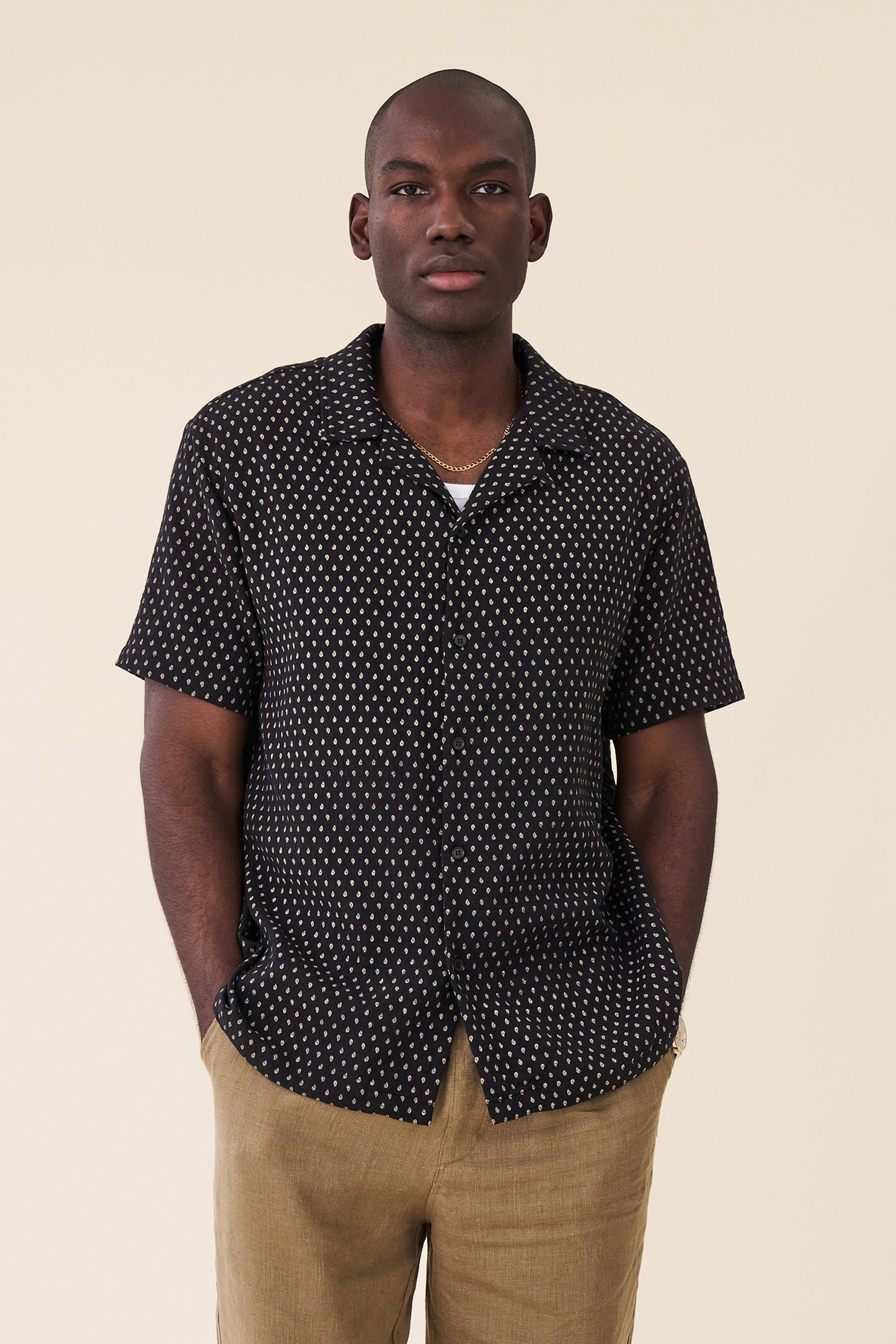 PAISLEY CUBAN SS SHIRT - BLACK