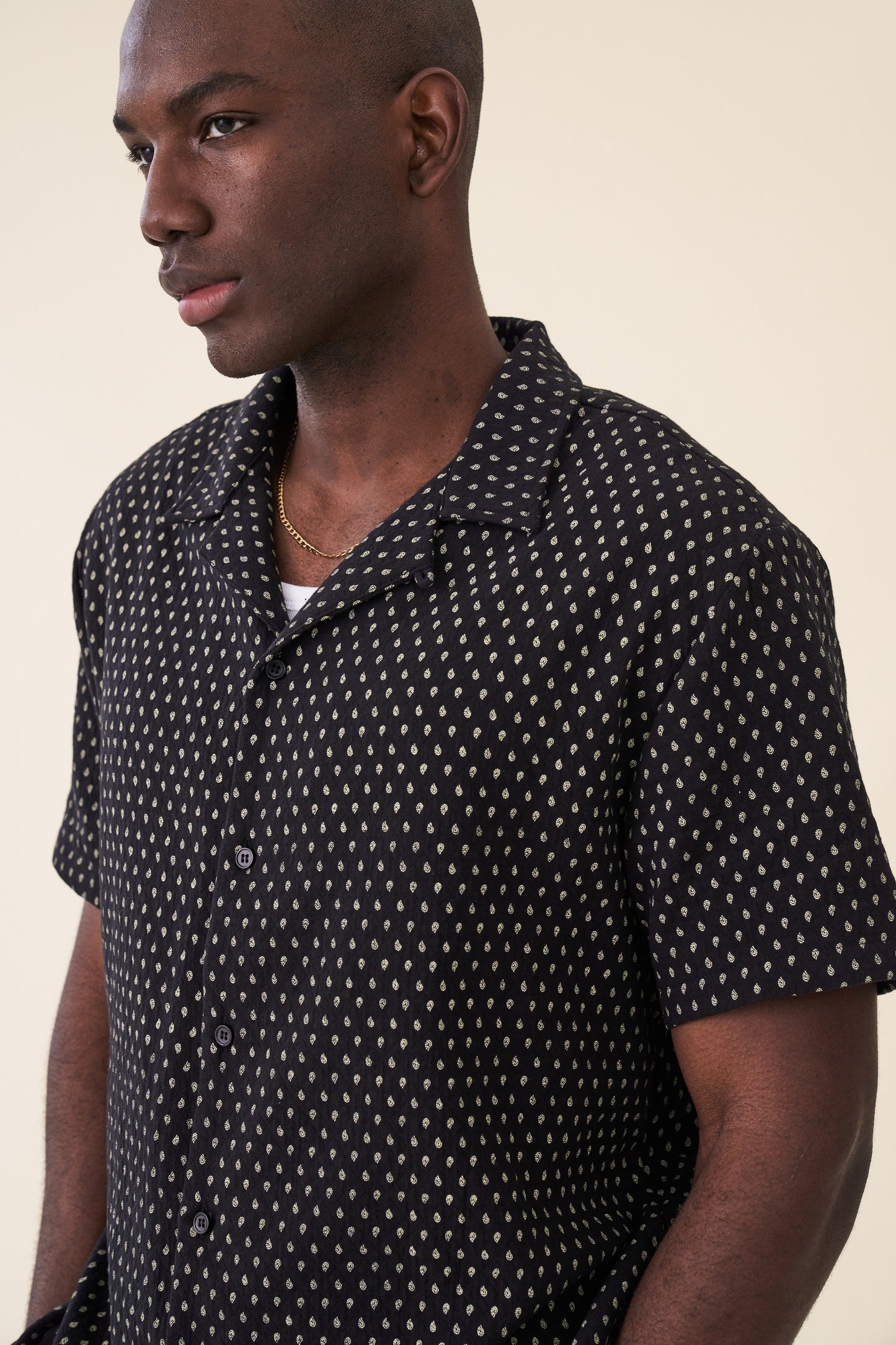 PAISLEY CUBAN SS SHIRT - BLACK