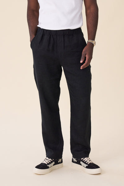 RELAXED LINEN TROUSERS BLACK – bound