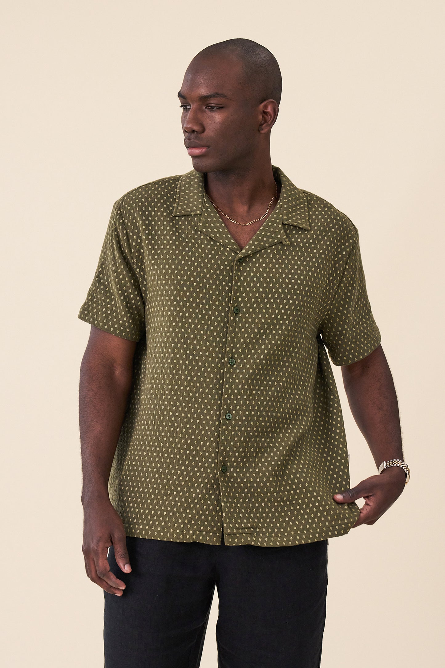 PAISLEY CUBAN SS SHIRT - SAGE