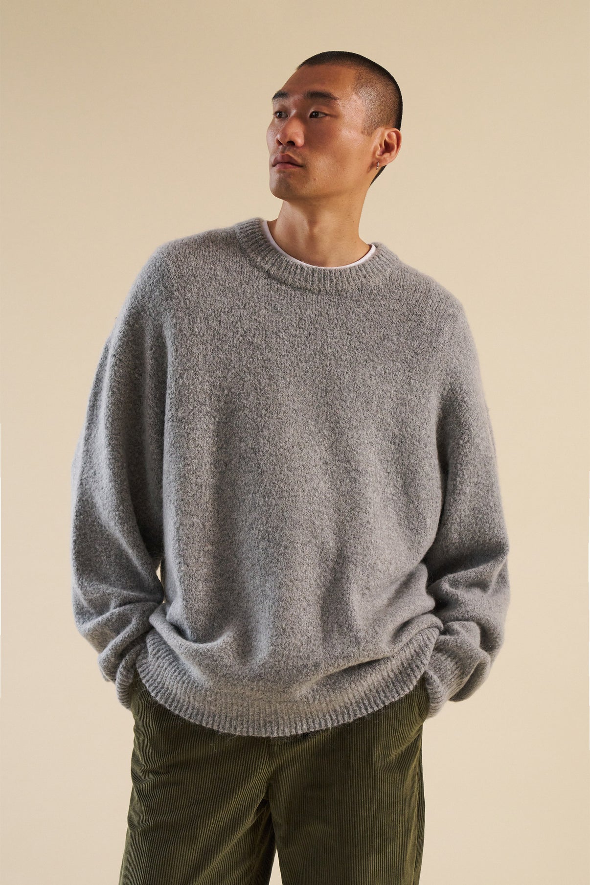 BAXTER MOHAIR BLEND SWEATER - GREY – bound