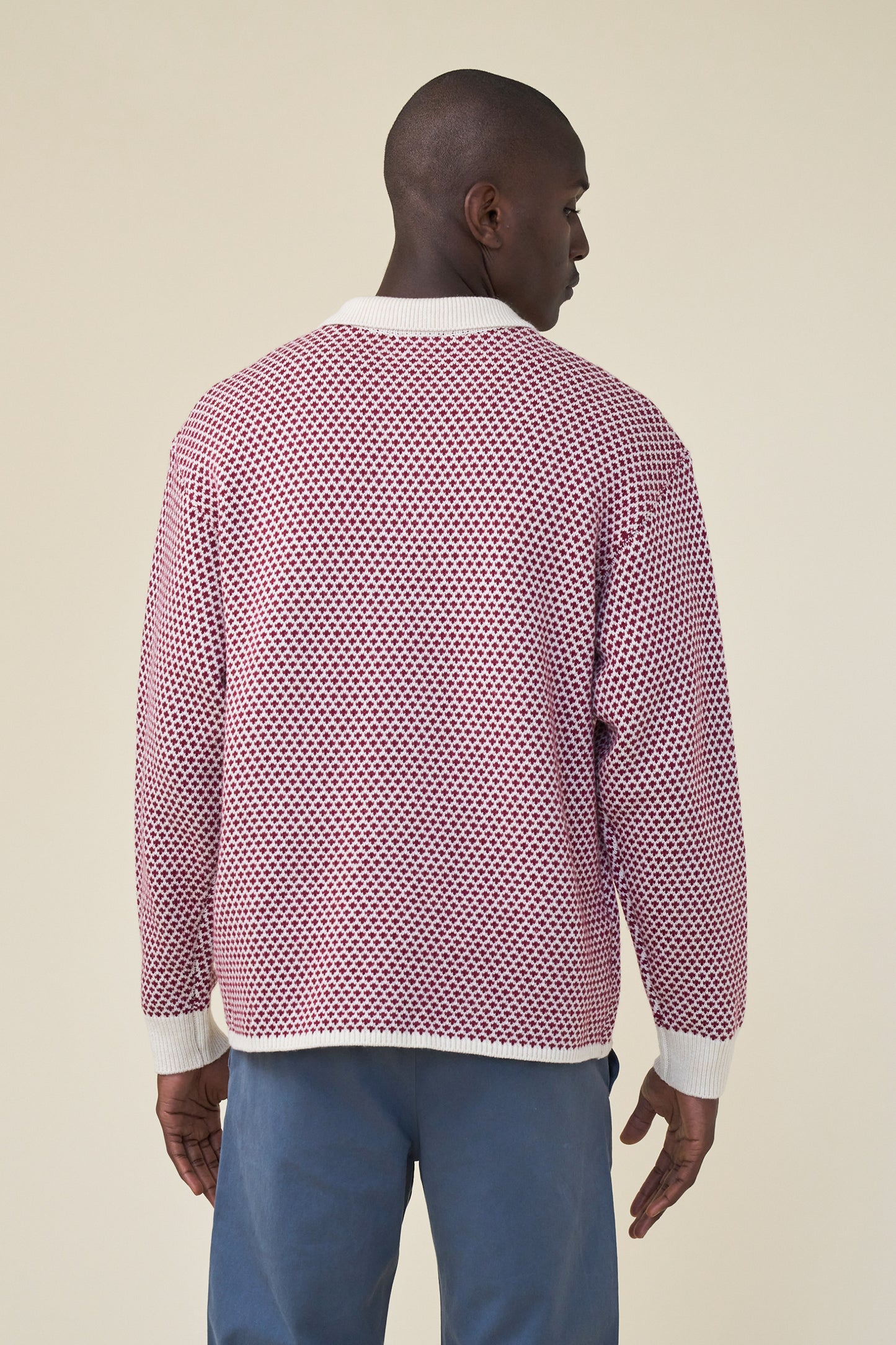 POLKA RETRO BUTTON KNIT - CHERRY